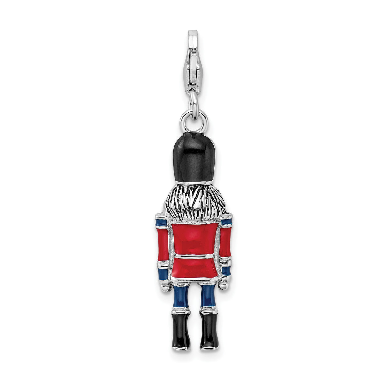 Sterling Silver Charm, Nutcracker Toy Soldier with Enamel, Holiday Christmas Theme