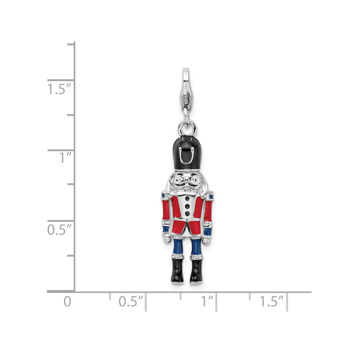 Sterling Silver Charm, Nutcracker Toy Soldier with Enamel, Holiday Christmas Theme