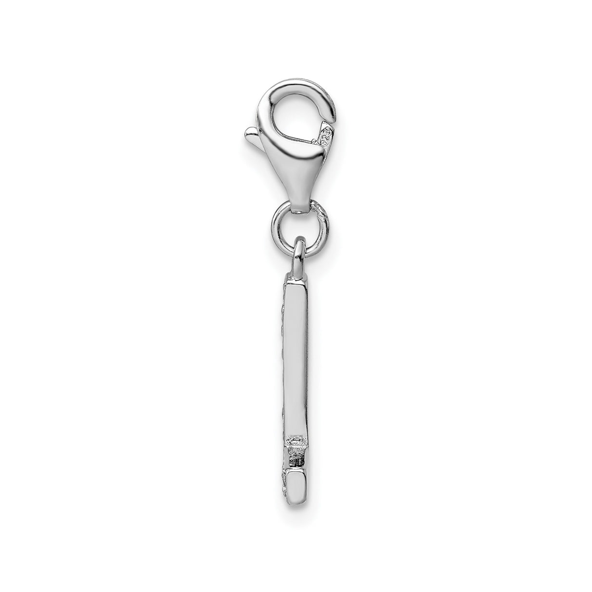 Sterling Silver Letter L Charm Pendant with Cubic Zirconia, Clip-On Initial Jewelry Accessory