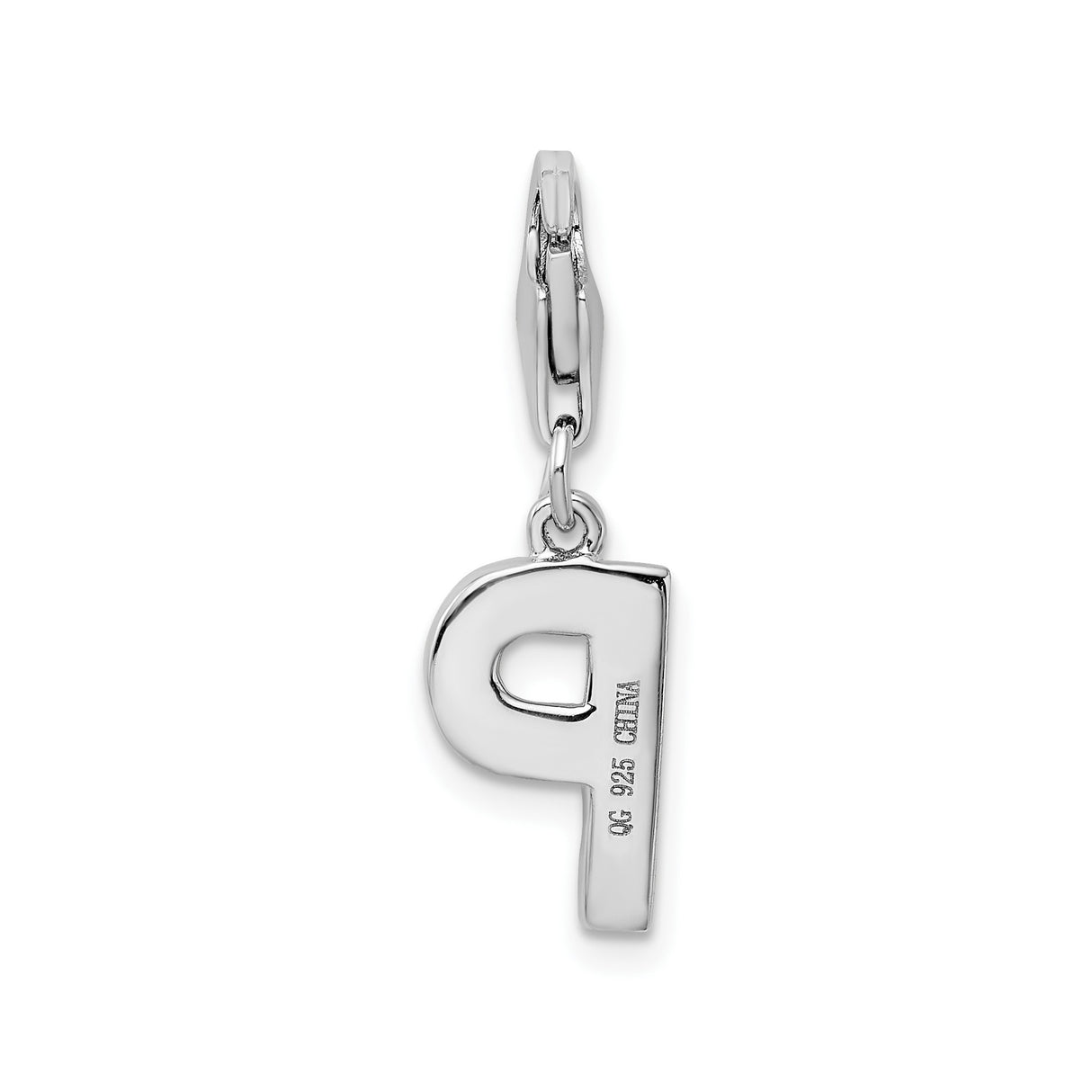 Sterling Silver Letter P Pendant Charm with Cubic Zirconia, Lobster Clasp Initial Jewelry
