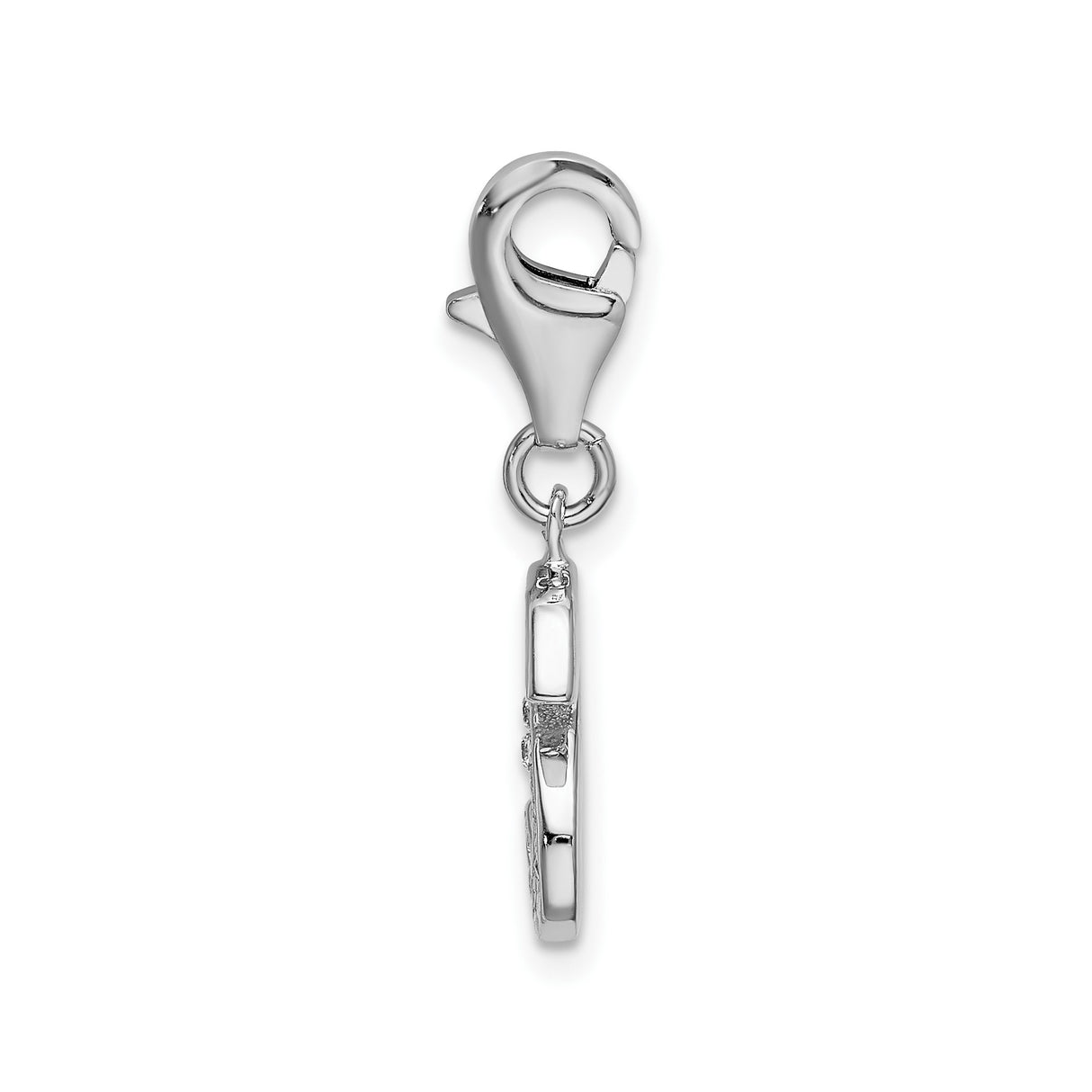 Sterling Silver Letter S Charm Pendant with Cubic Zirconia, Clip On Initial Jewelry