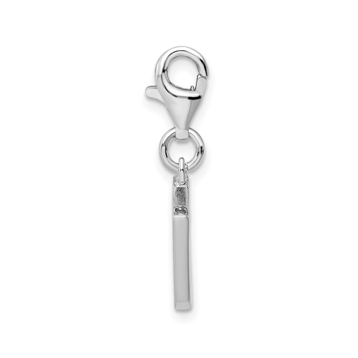 Sterling Silver Letter U Pendant Charm with Cubic Zirconia Accents