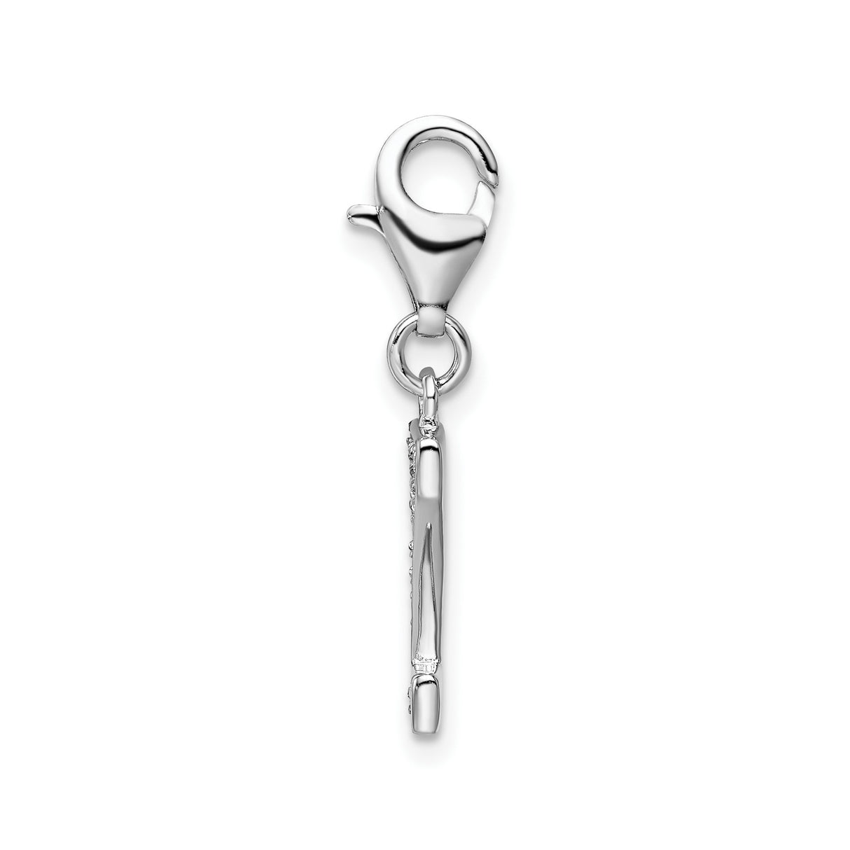 Sterling Silver Charm Pendant with Cubic Zirconia, Letter Z, Clip-On Initial Jewelry