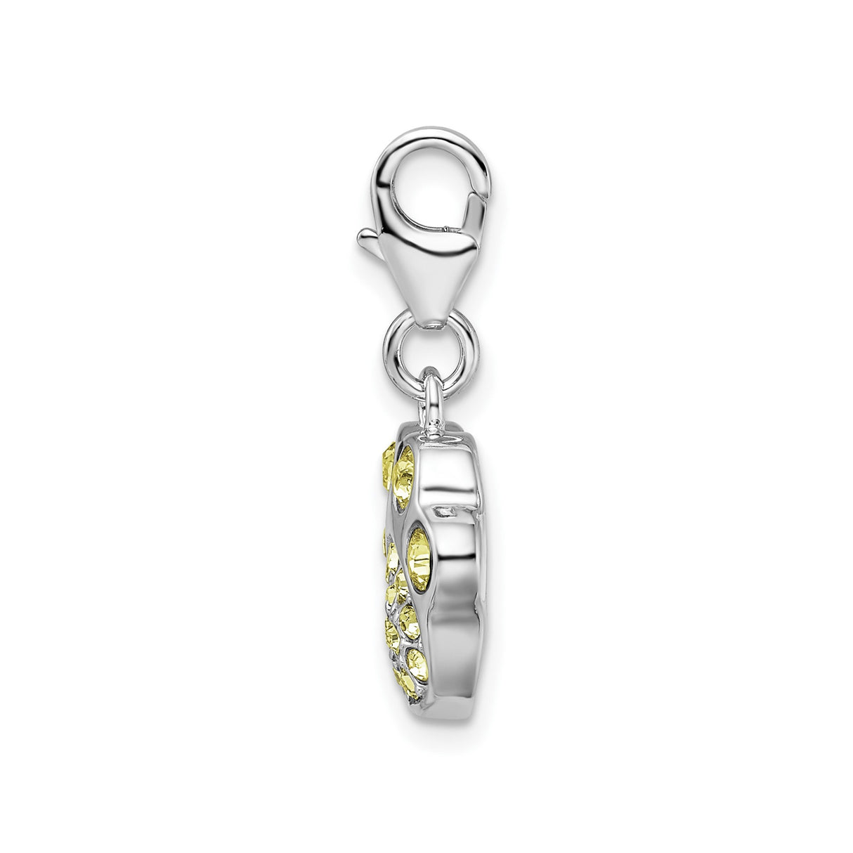 Sterling Silver Paw Pendant with Yellow Cubic Zirconia, Pet Memorial Charm for Animal Lovers
