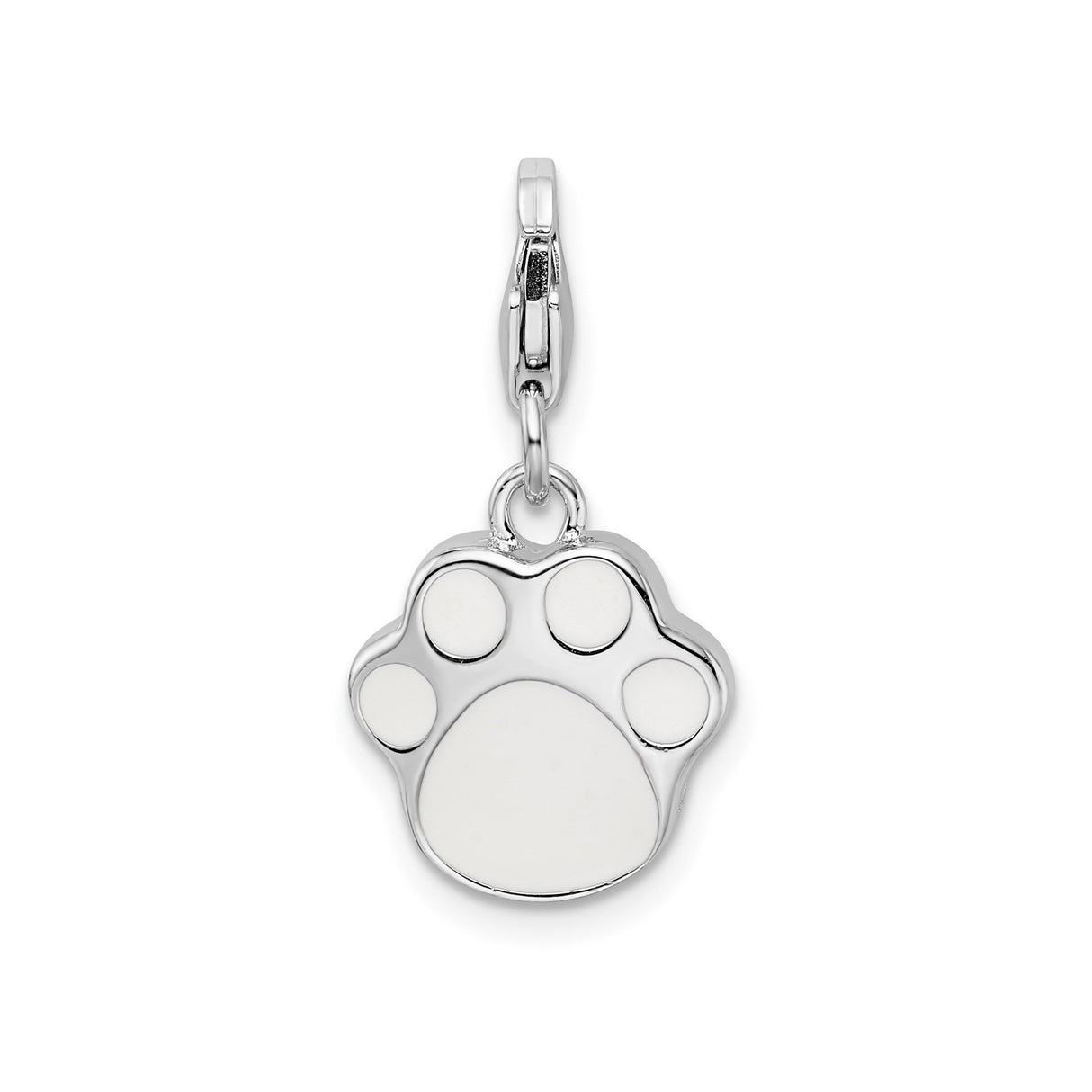 Sterling Silver Paw Pendant with Yellow Cubic Zirconia, Pet Memorial Charm for Animal Lovers