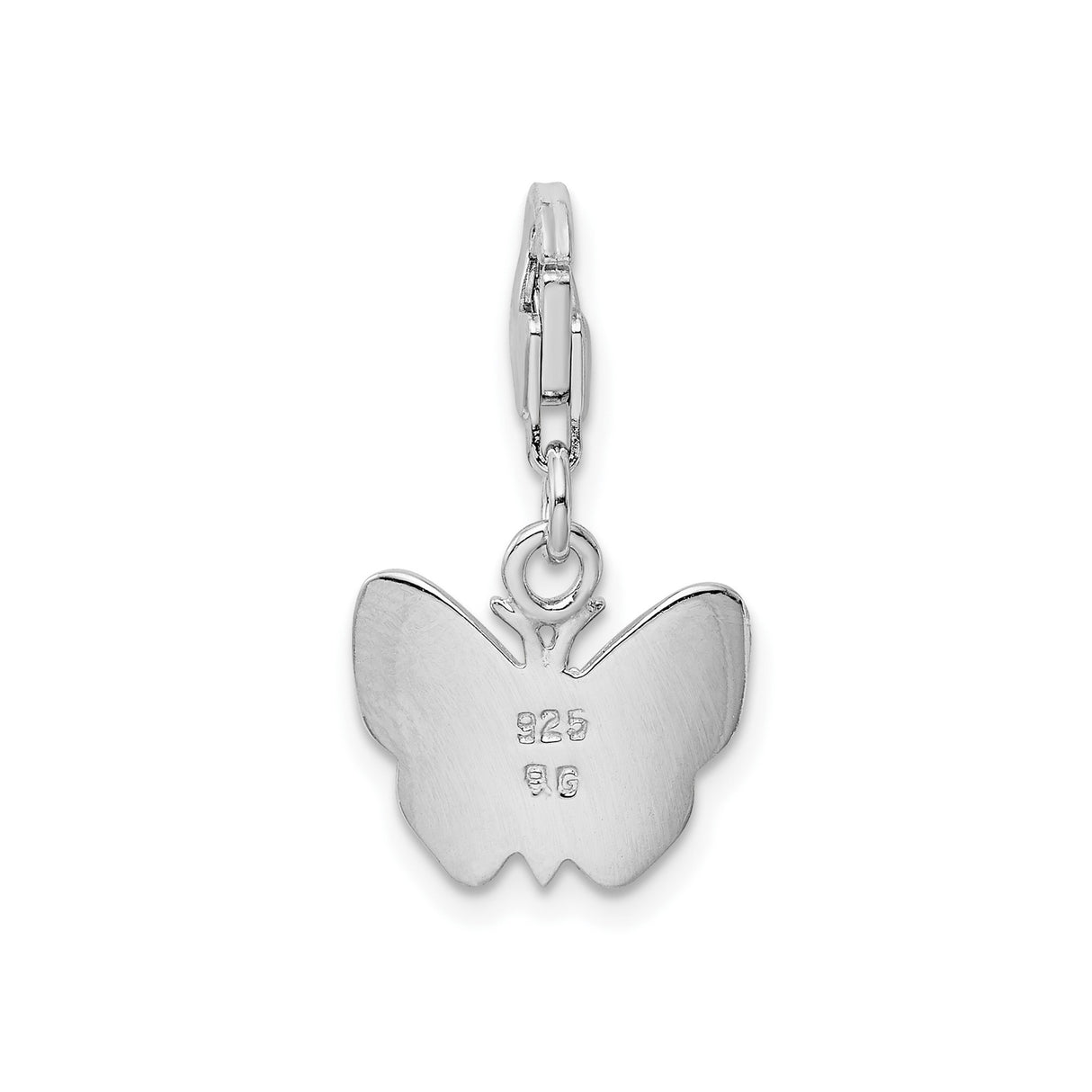 Sterling Silver Butterfly Charm with Orange and Black Enamel Wings, Lobster Clasp