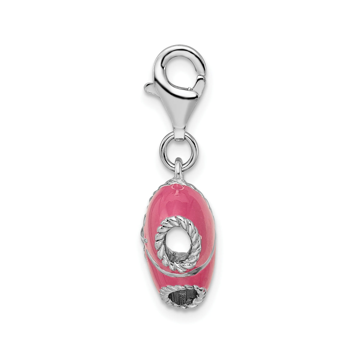 Sterling Silver Boxer Dog Charm with Pink Enamel and Bow Detail, Whimsical Dangle Style
