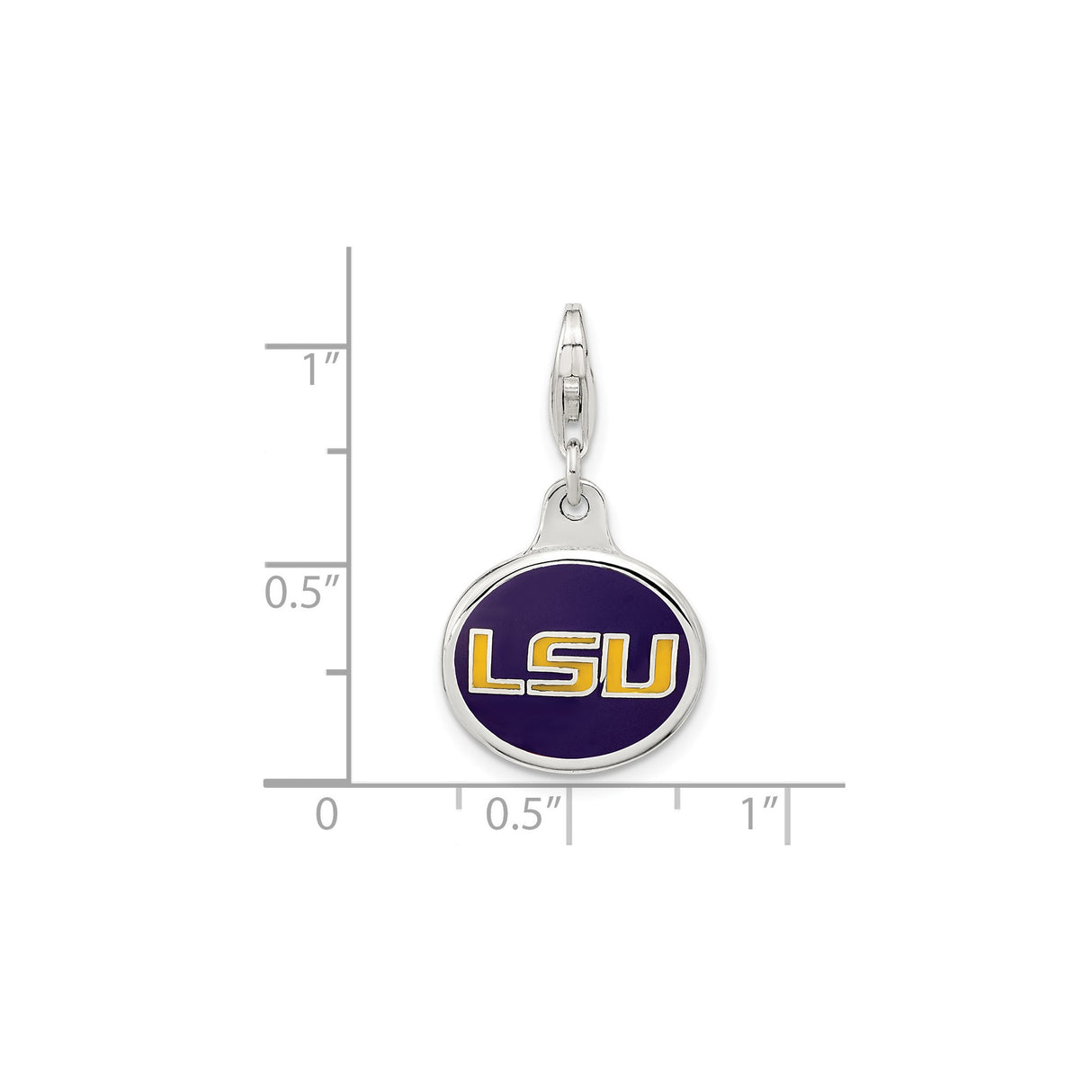 Sterling Silver LSU Tigers Pendant with Official Purple and Gold Enamel Logo, Collegiate Charm