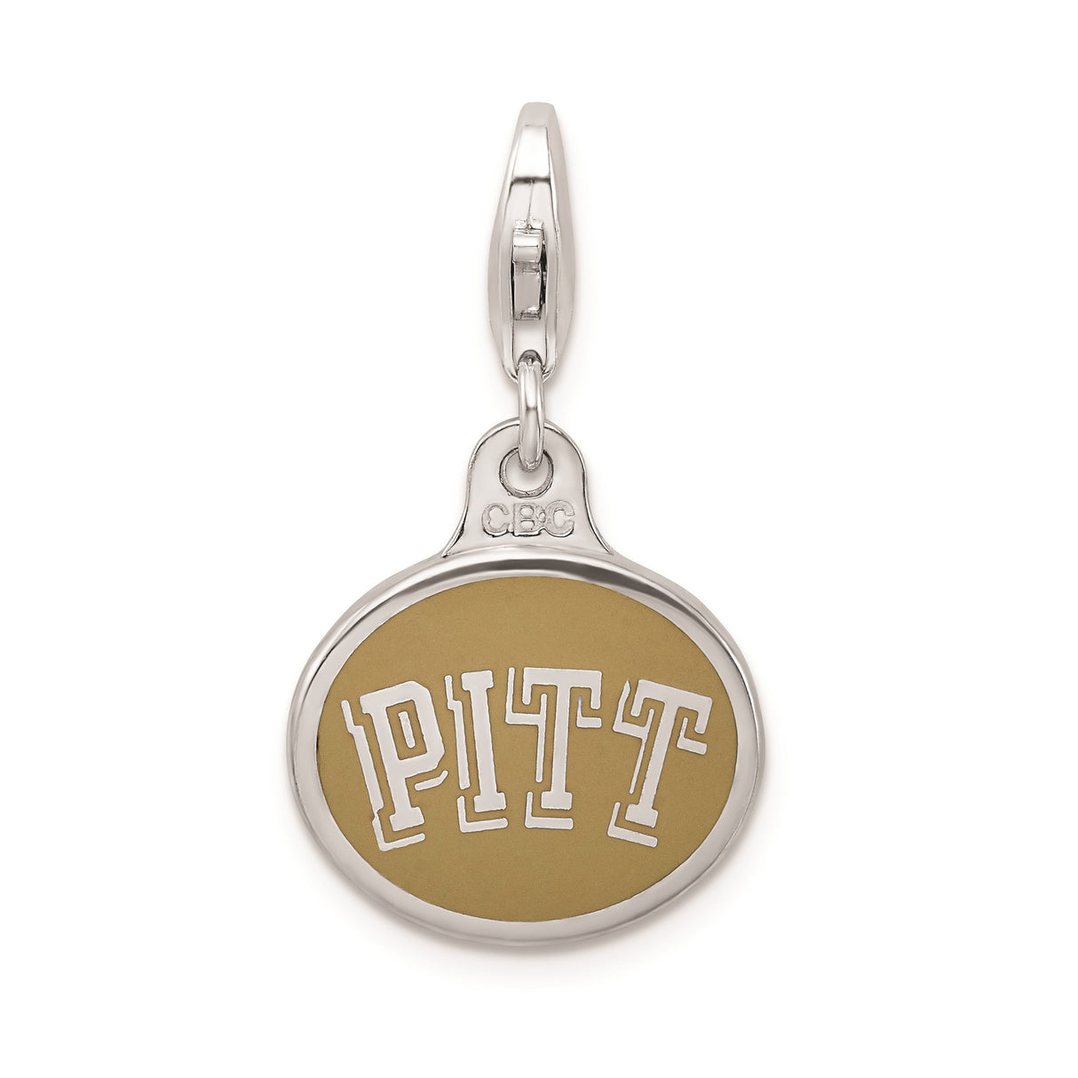 Sterling Silver Pitt Oval Pendant, University of Pittsburgh Gold Tone Enamel Charm
