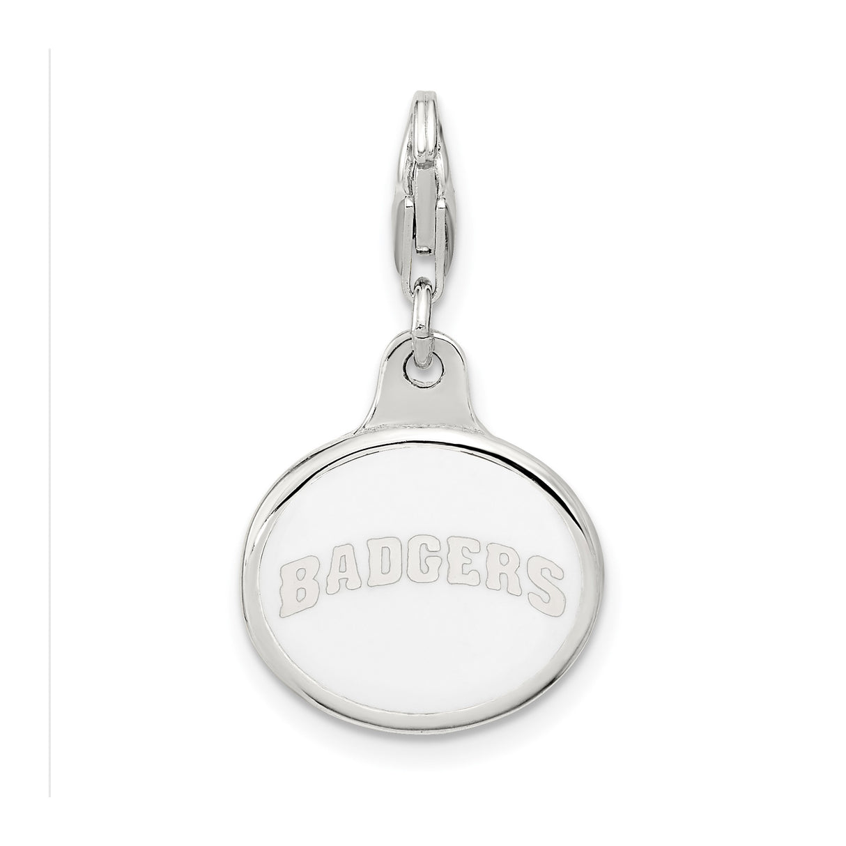 Sterling Silver Pendant, Wisconsin W Logo with Red and White Enamel, College Sports Charm