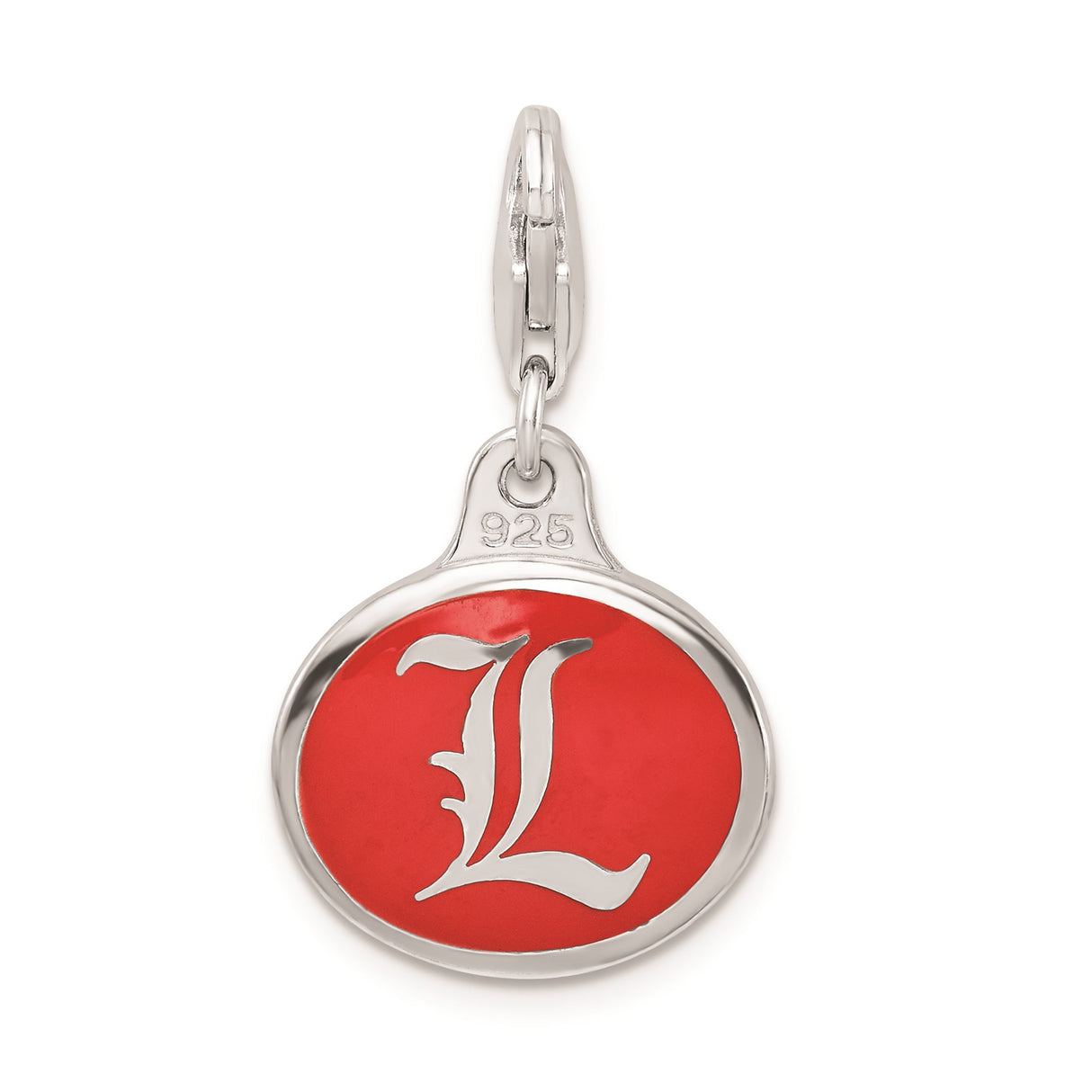 Sterling Silver Louisville Cardinals Pendant, Red Enamel University Logo Charm, NCAA Team Jewelry