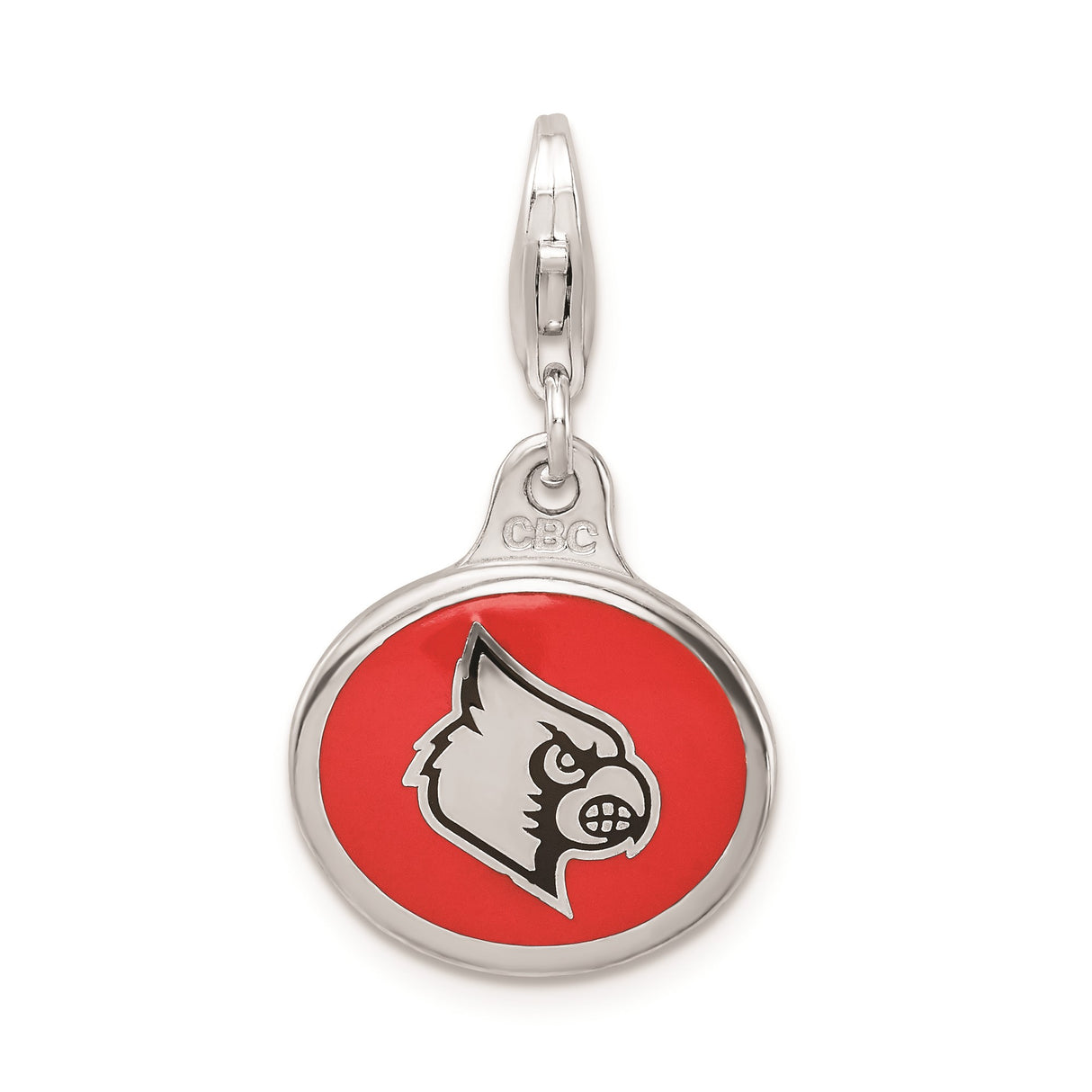 Sterling Silver Louisville Cardinals Pendant, Red Enamel University Logo Charm, NCAA Team Jewelry