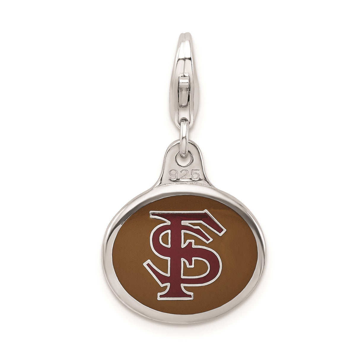 Sterling Silver Pendant with Brown Enamel, Florida State University Logo Charm