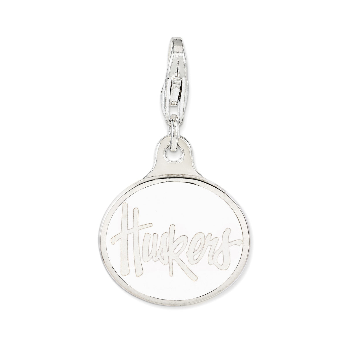 Sterling Silver Charm Pendant, Nebraska Huskers NCAA Logo, Unisex Sports Fan Jewelry