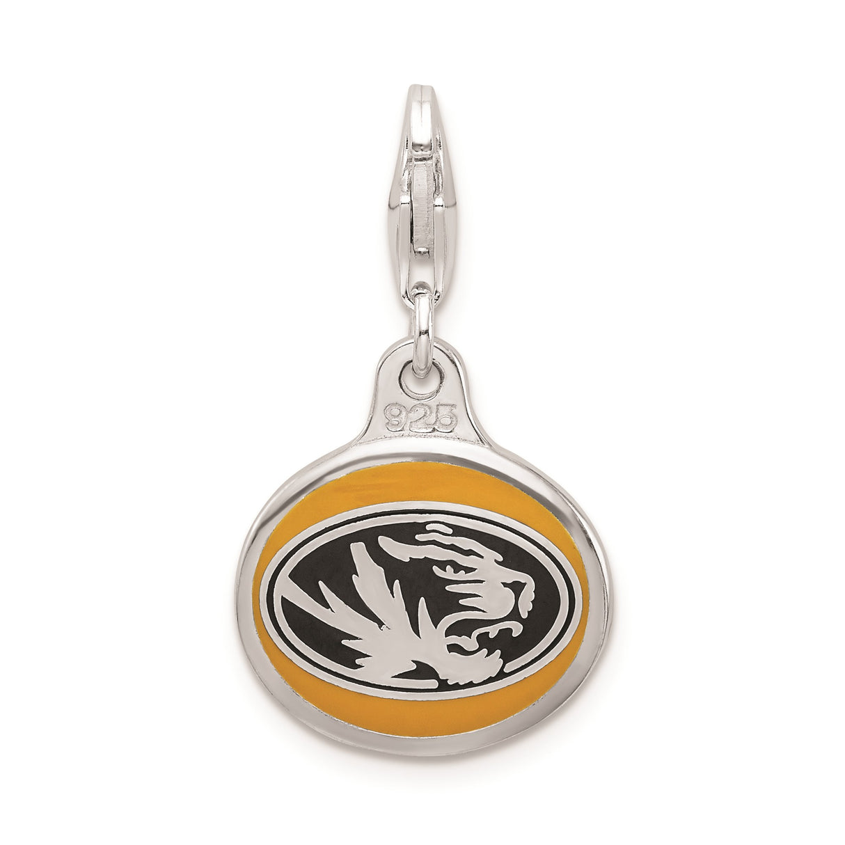 Sterling Silver Enamel Charm Pendant, University of Missouri Tigers Black and Gold Logo