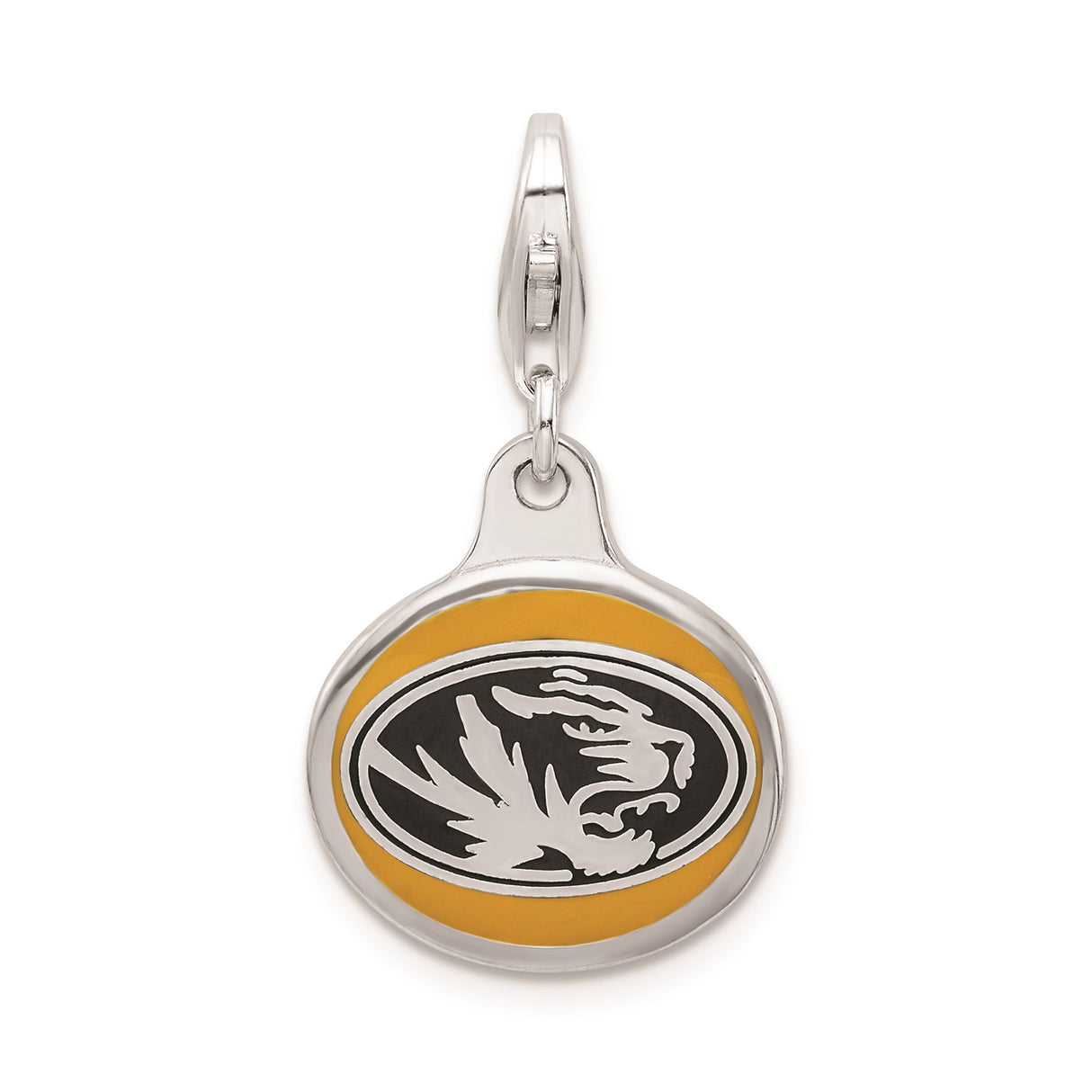 Sterling Silver Enamel Charm Pendant, University of Missouri Tigers Black and Gold Logo