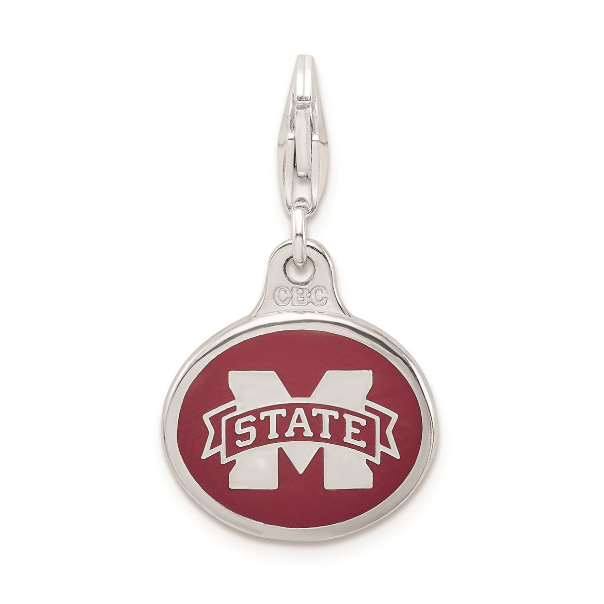 Sterling Silver Charm Pendant with Maroon and White Enamel, Mississippi State University Logo