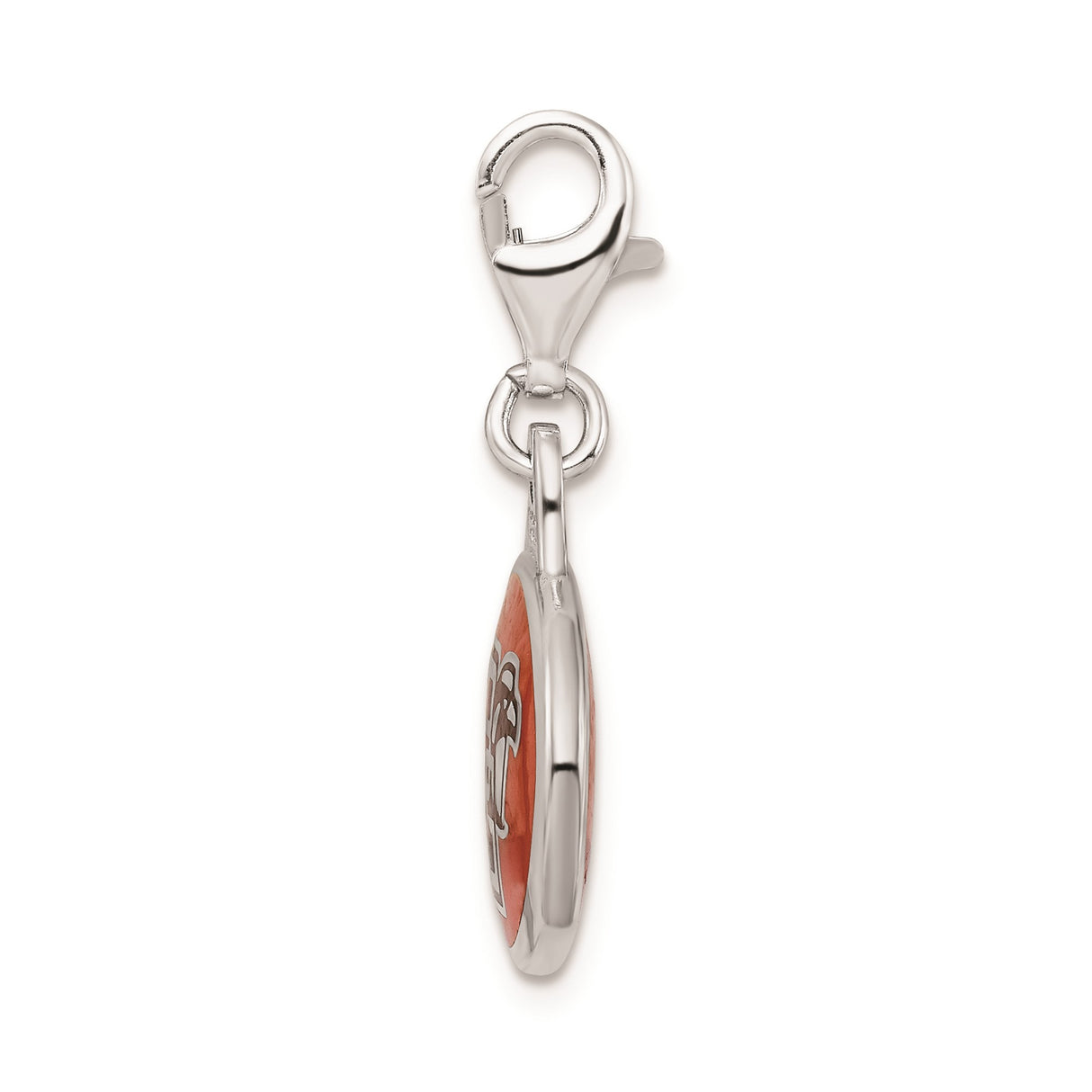 Sterling Silver Pendant with Orange Enamel Bowling Green Falcons Logo, NCAA College Charm