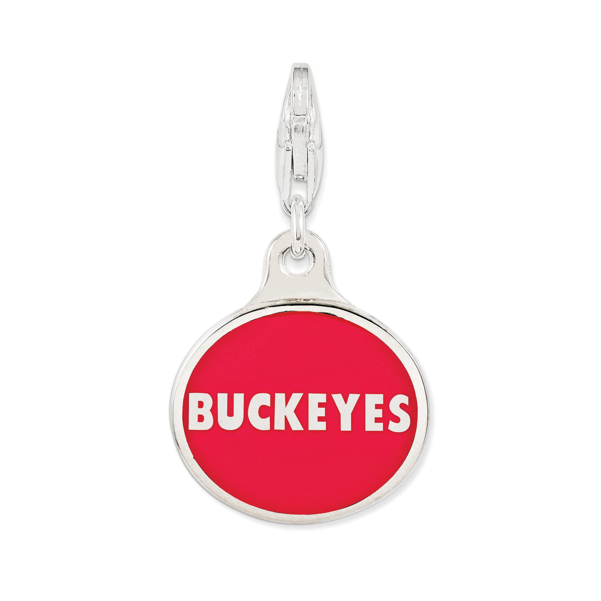 Sterling Silver Charm with Red Block O Logo, Ohio State University Clip-On Pendant