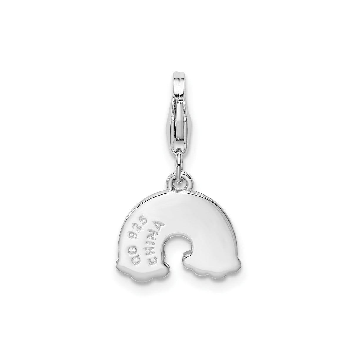 Sterling Silver Rainbow Charm Pendant with Blue Green Enamel and Cloud Accents