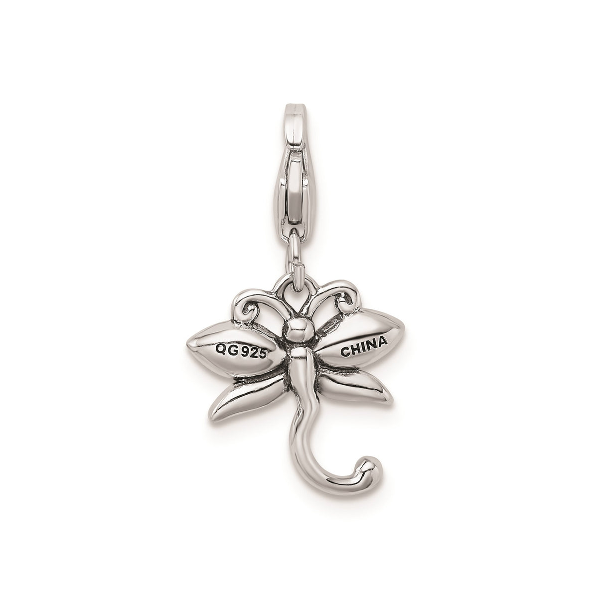 Sterling Silver Dragonfly Charm Pendant with Pink Crystal Wings, Nature and Spiritual Symbol