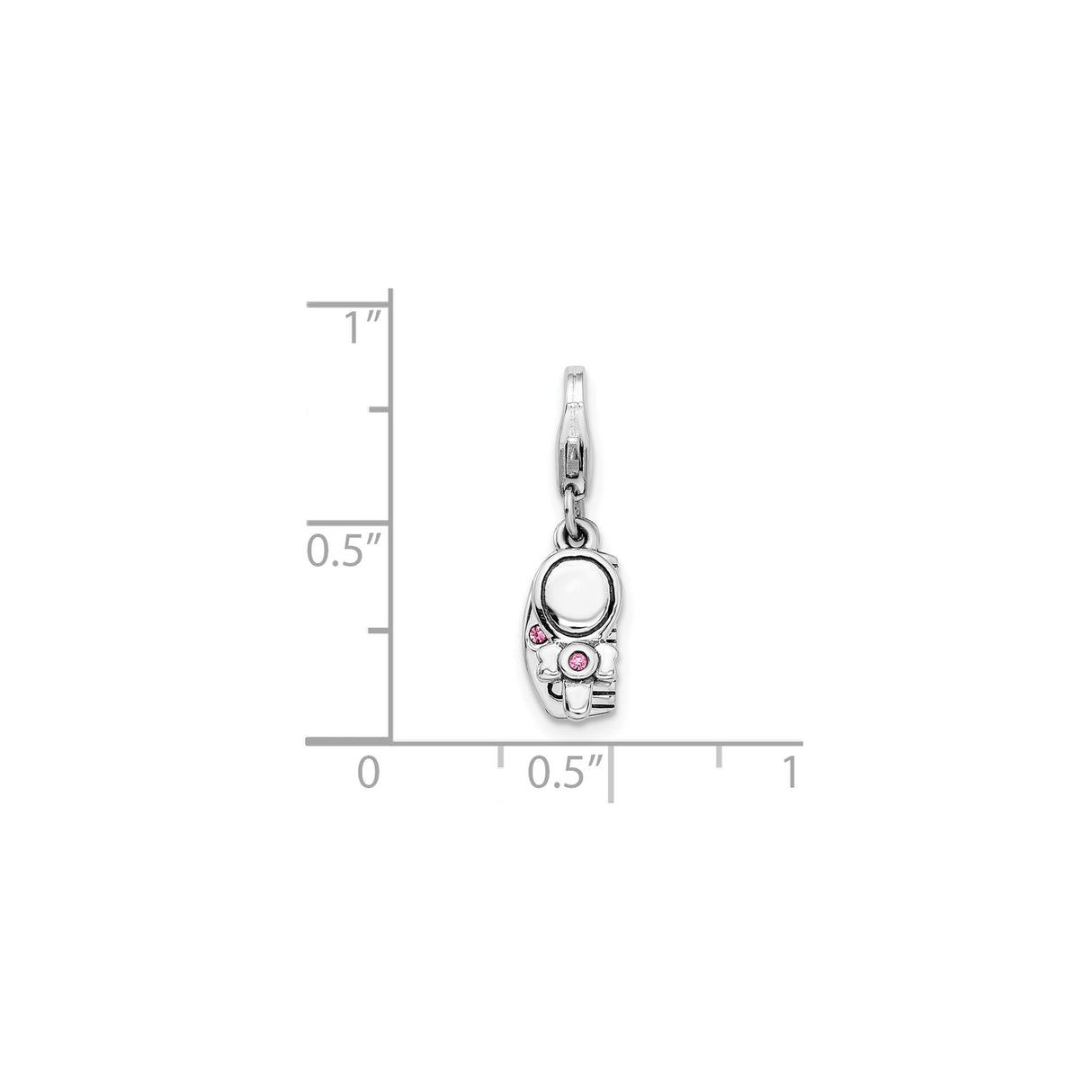 Sterling Silver Baby Shoe Charm with Pink Crystal Accents and Bow Detail