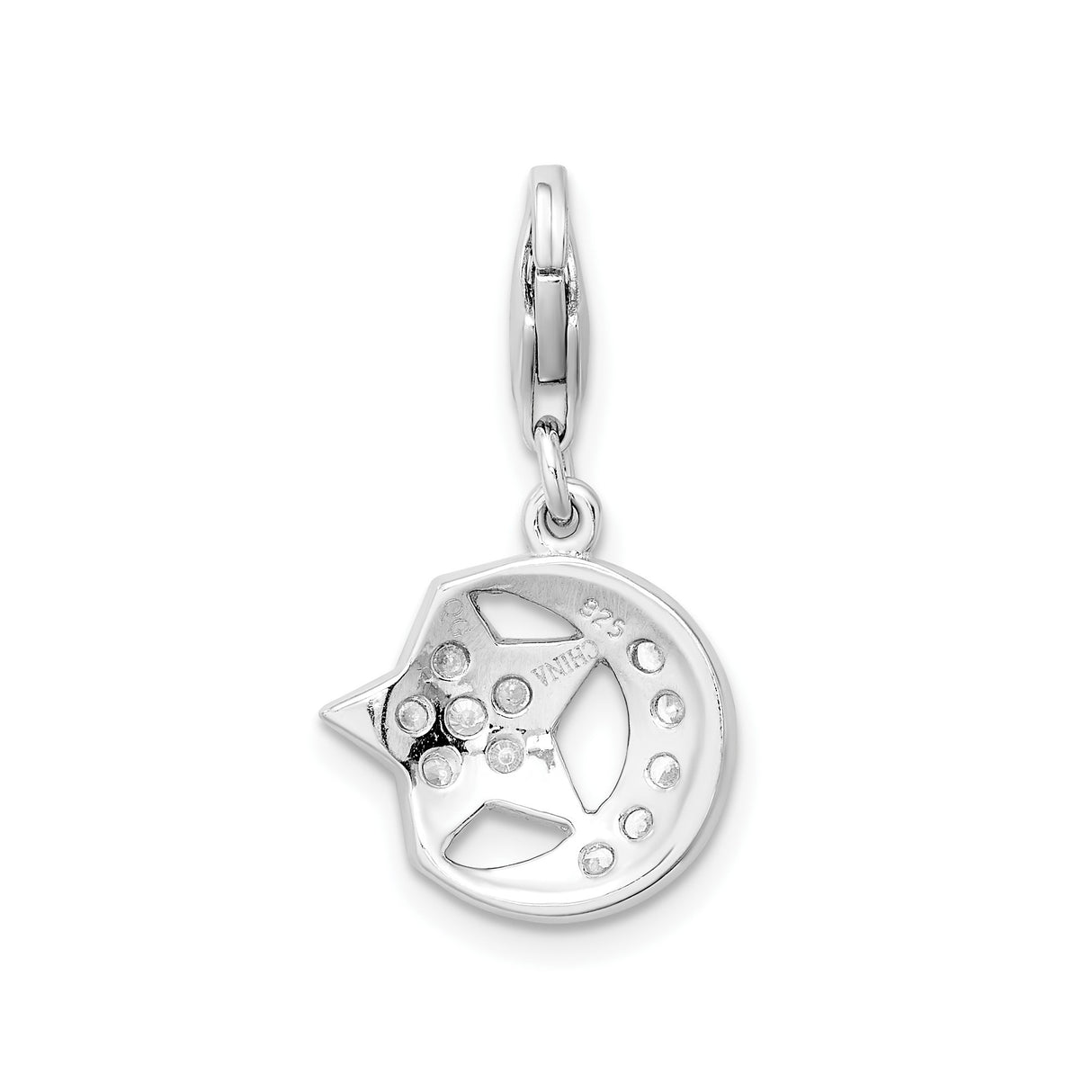 Sterling Silver Crescent Moon and Star Pendant with Cubic Zirconia Accents, Islamic Spiritual Jewelry