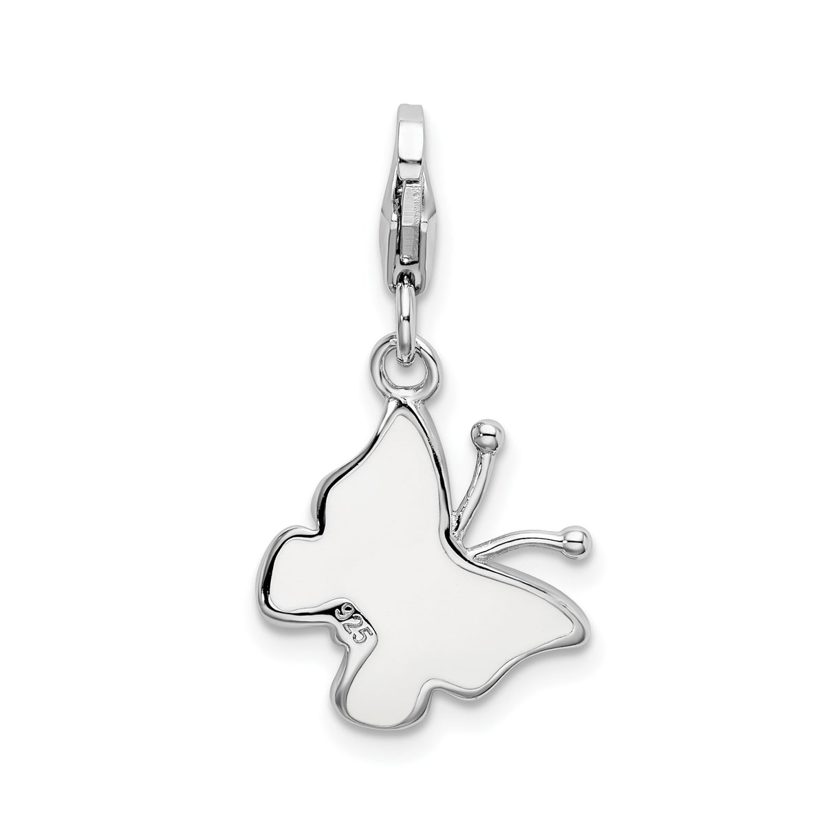 Sterling Silver Butterfly Charm with Pink Glitter Enamel Wings, Feminine and Whimsical Design