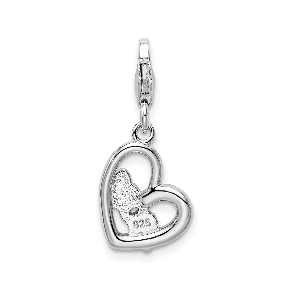Sterling Silver Mom Charm with Intertwined Hearts, Pink Enamel and Crystal Accents