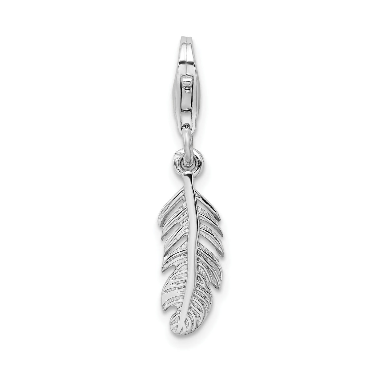Sterling Silver Feather Pendant with Lobster Clasp, Boho Nature-Inspired Charm Jewelry