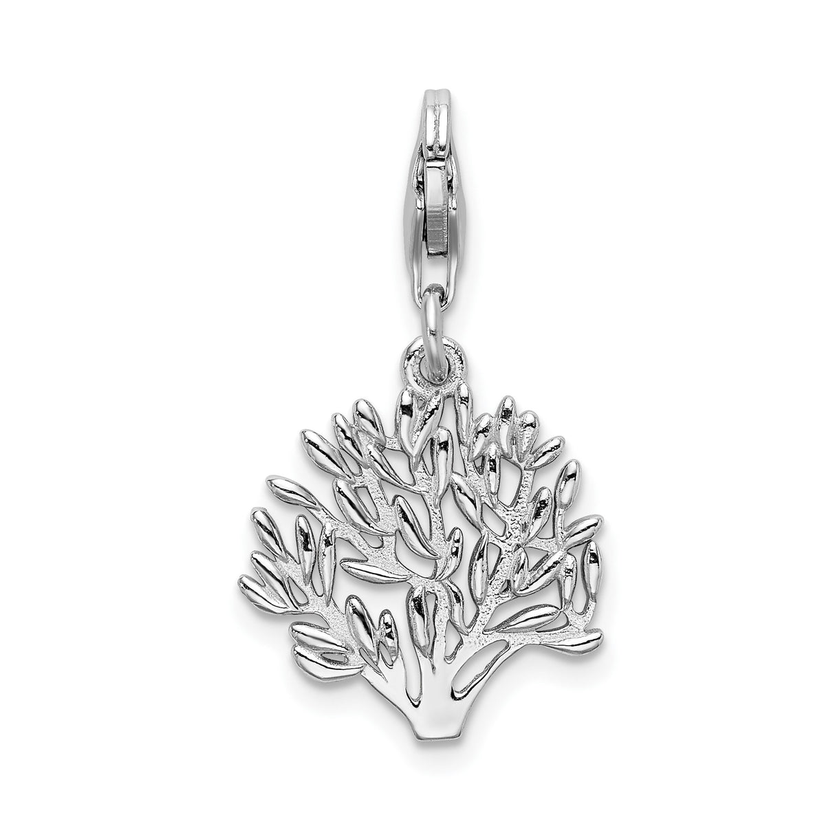 Sterling Silver Tree of Life Pendant Charm with Detailed Branch and Leaf Design for Women