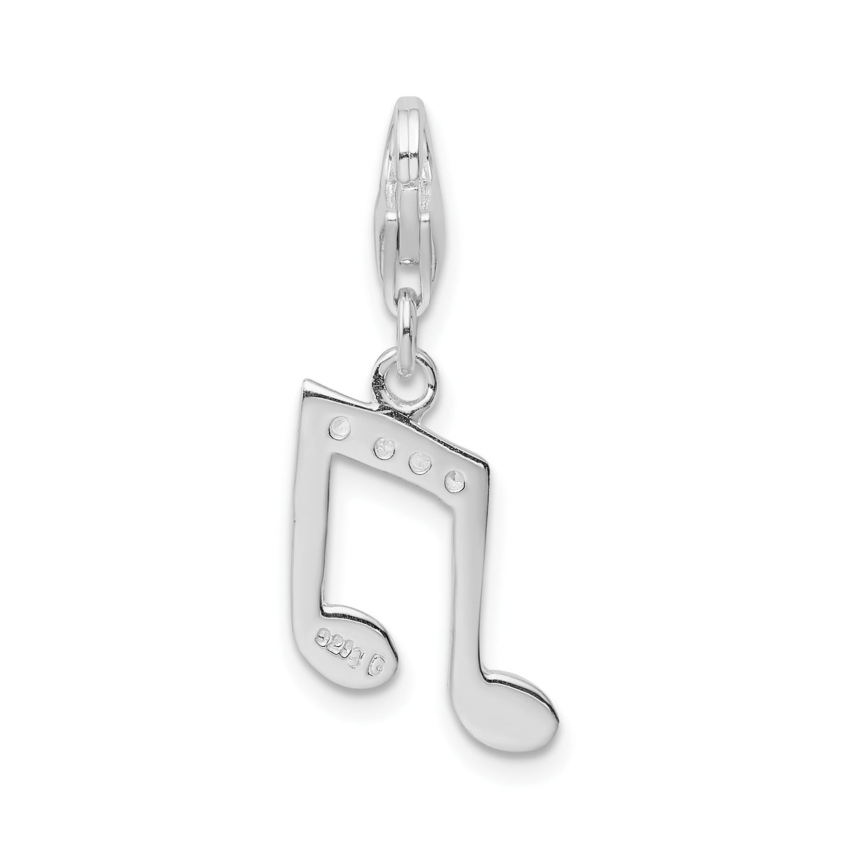 Sterling Silver Music Note Pendant with Cubic Zirconia, Double Eighth Note Design