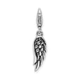 Sterling Silver Angel Wing Charm Pendant with Feather Engravings, Christian Memorial Jewelry for Women