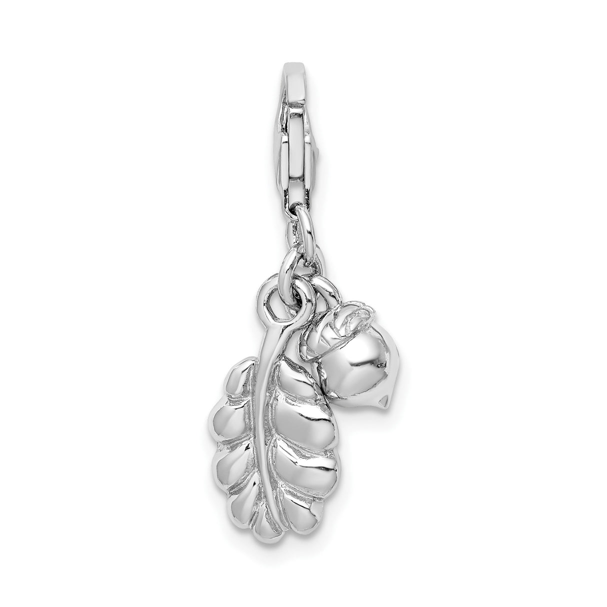 Sterling Silver Oak Leaf Acorn Charm Pendant, Nature Forest Theme Jewelry