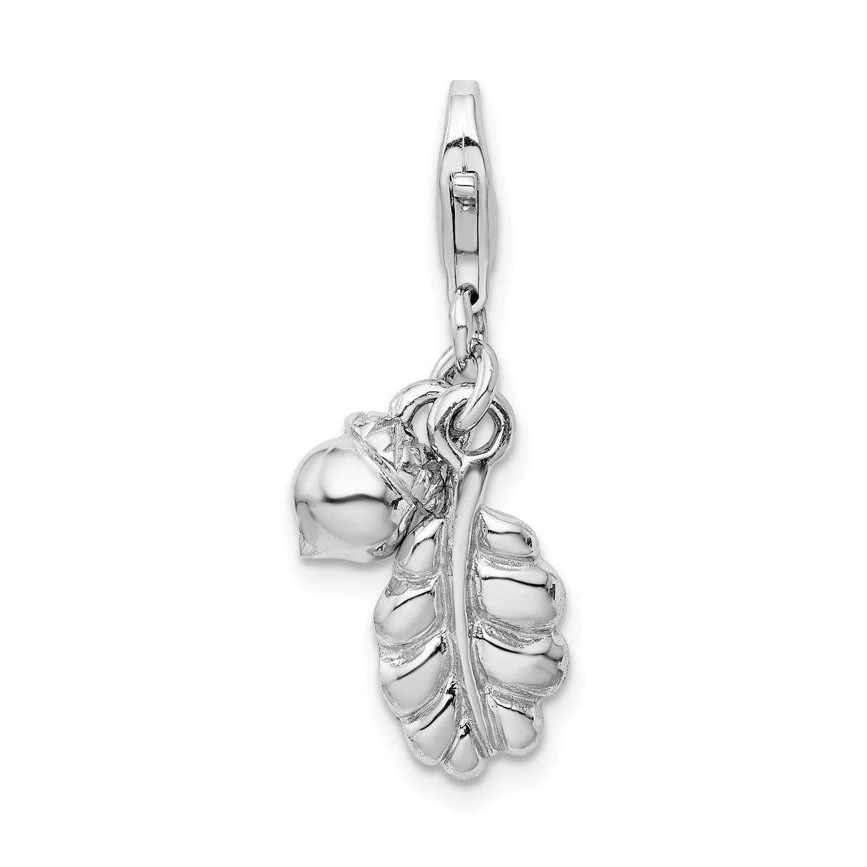 Sterling Silver Oak Leaf Acorn Charm Pendant, Nature Forest Theme Jewelry