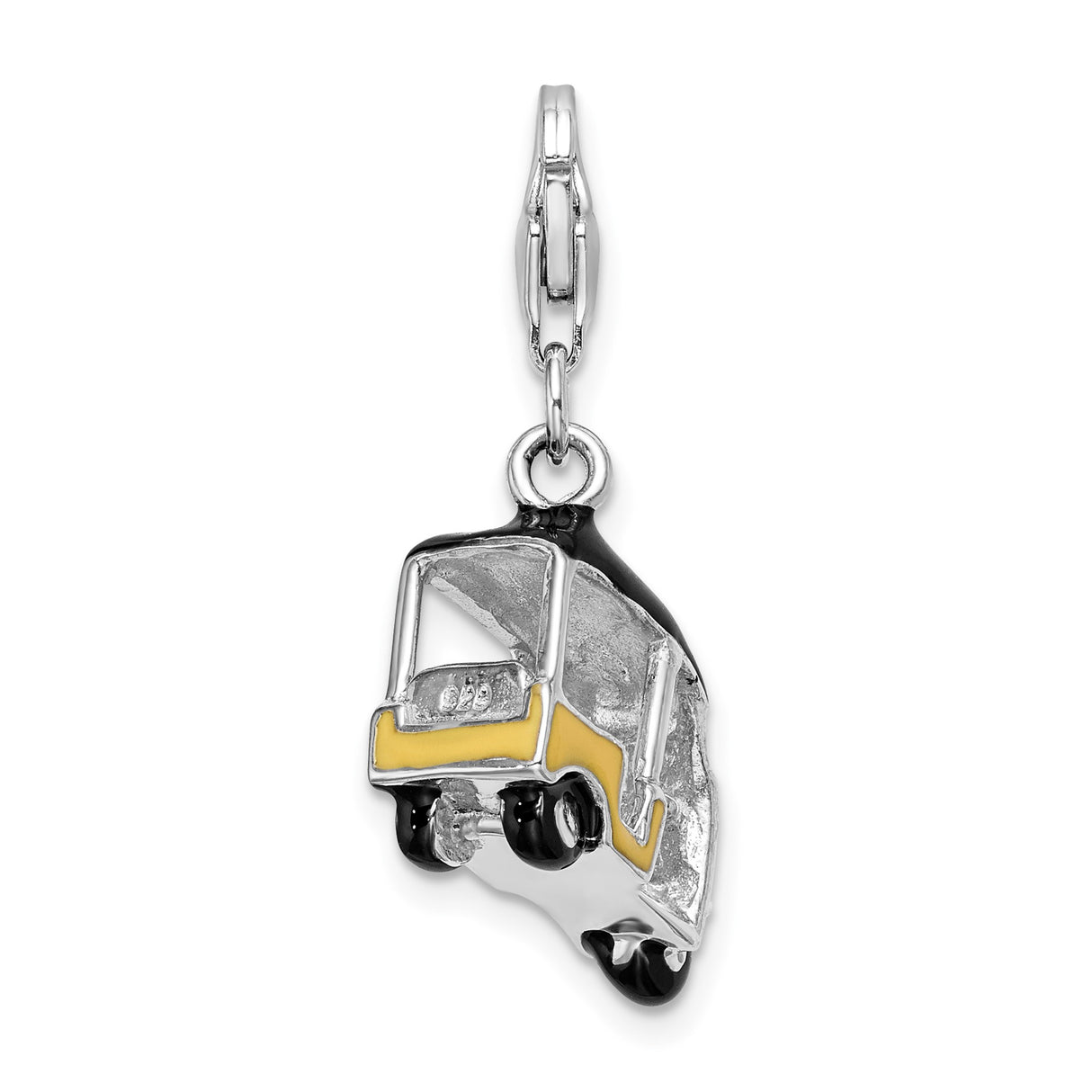 Sterling Silver Auto Rickshaw Charm with Enamel Detailing, Cultural Travel Pendant