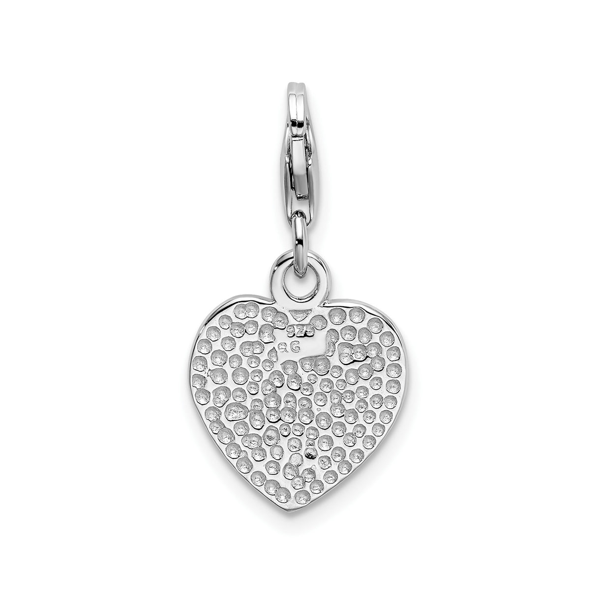 Sterling Silver Heart Charm Pendant with Cubic Zirconia, Romantic Love Jewelry for Women