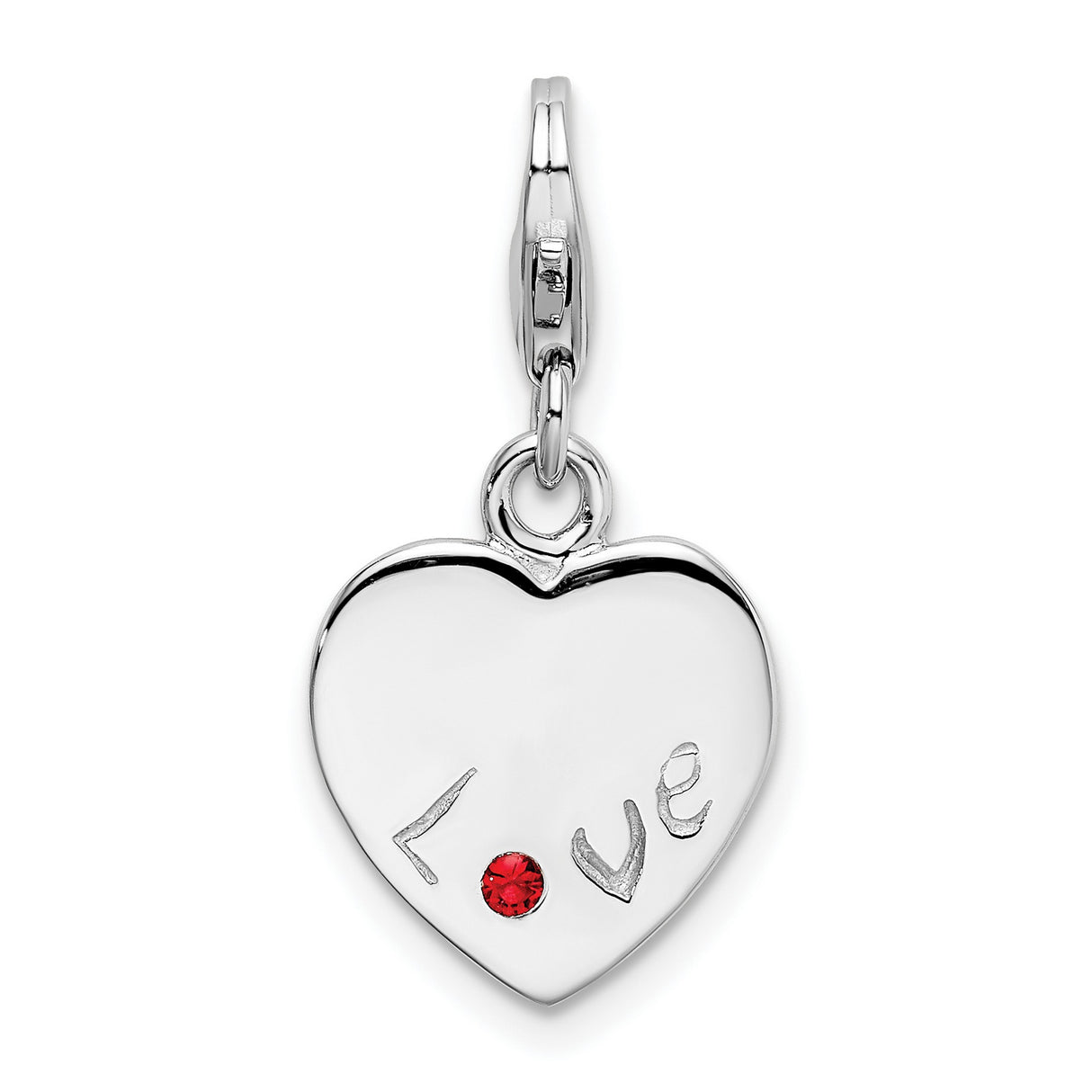 Sterling Silver Heart Charm Pendant with Cubic Zirconia, Romantic Love Jewelry for Women