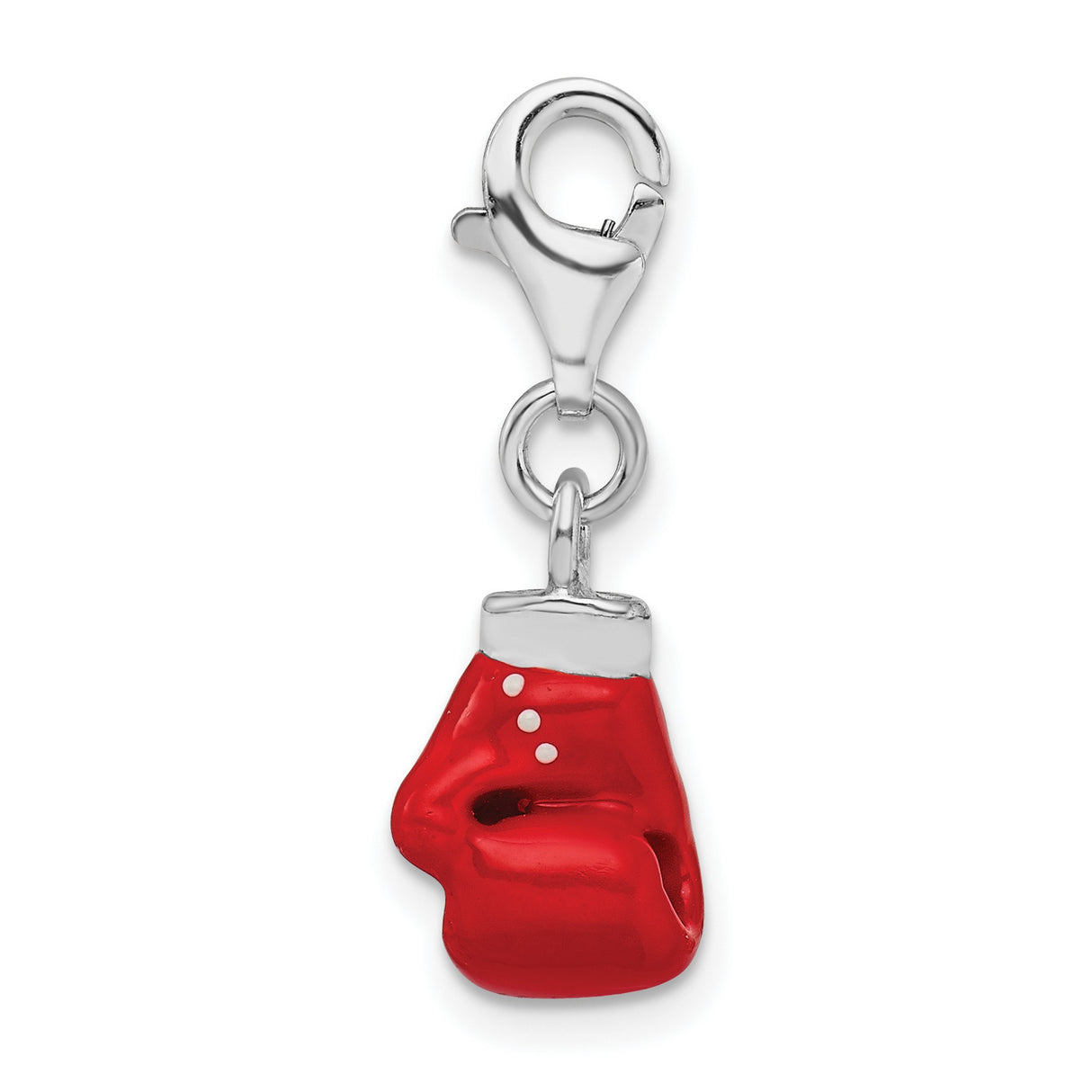 Sterling Silver Boxing Glove Charm with Red Enamel, Lobster Clasp, Motivational Unisex Jewelry