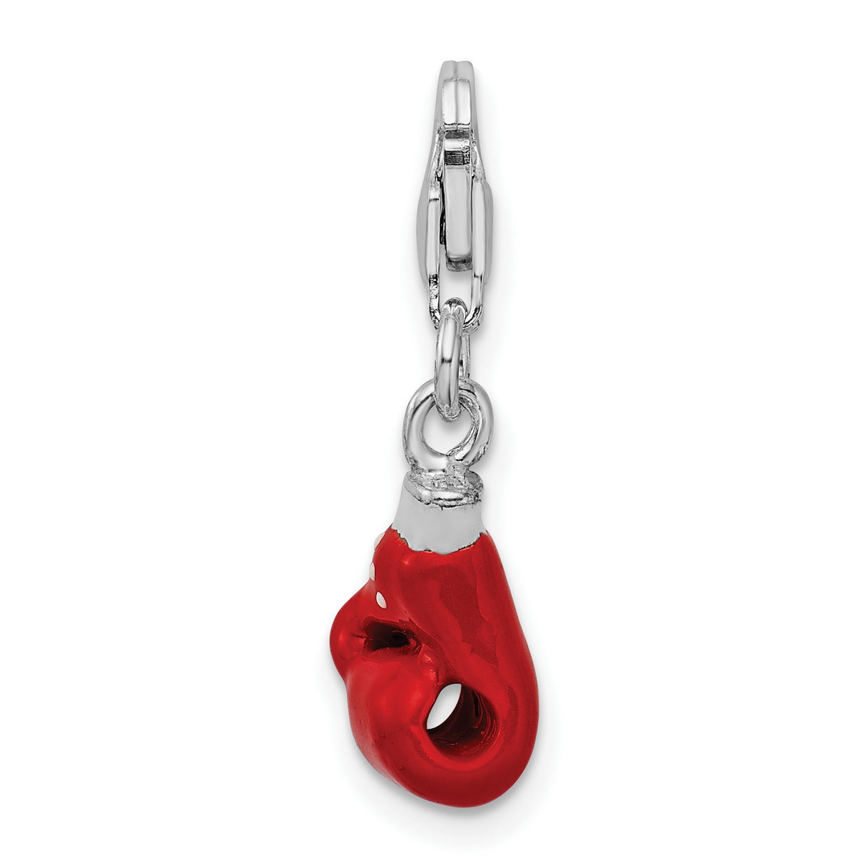 Sterling Silver Boxing Glove Charm with Red Enamel, Lobster Clasp, Motivational Unisex Jewelry
