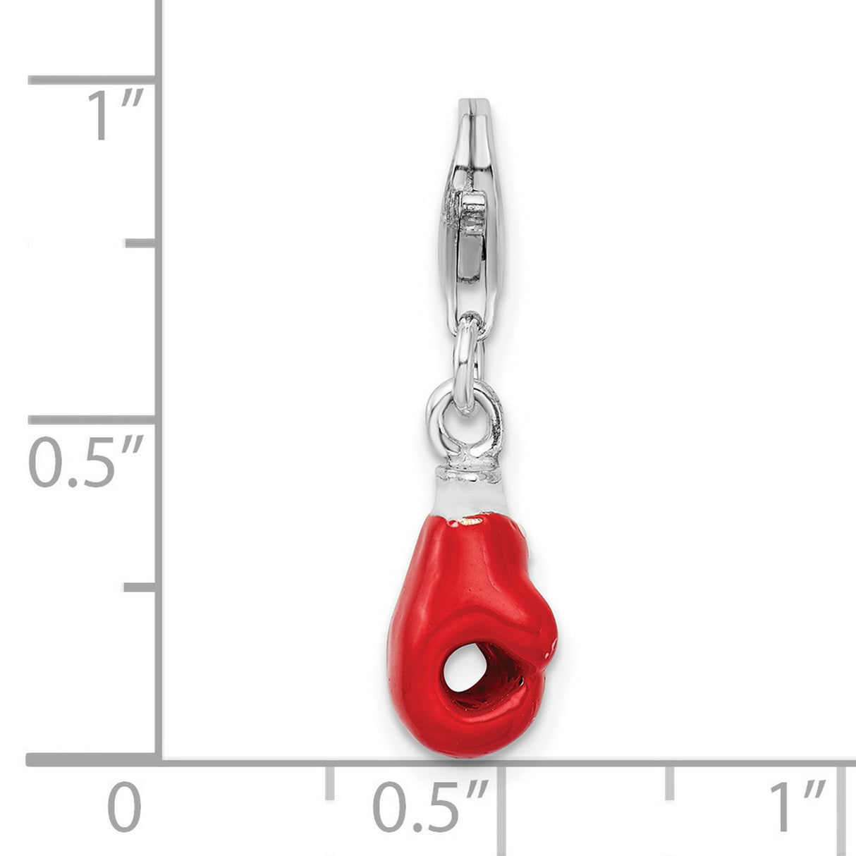 Sterling Silver Boxing Glove Charm with Red Enamel, Lobster Clasp, Motivational Unisex Jewelry