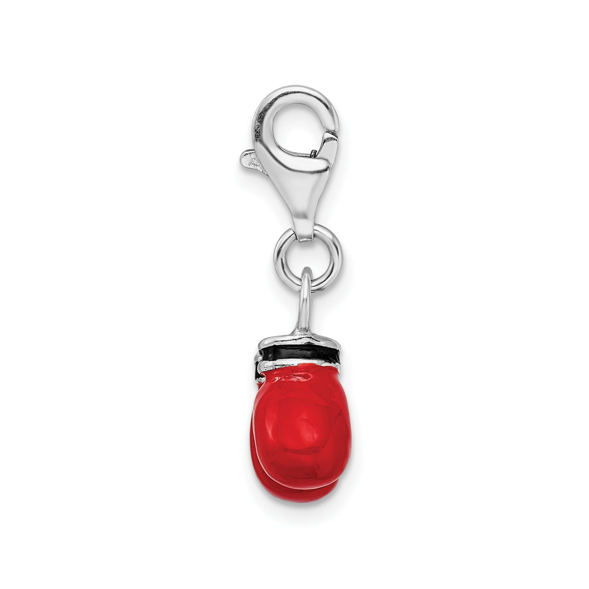 Sterling Silver Boxing Charm with Red Enamel Gloves, Sports Pendant for Fighters and Athletes