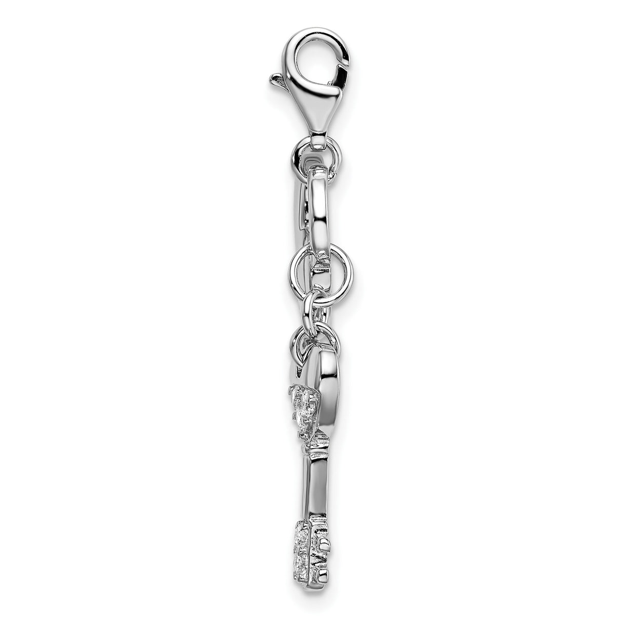 Sterling Silver Heart and Key Pendant with Cubic Zirconia, Symbol of Love and Commitment