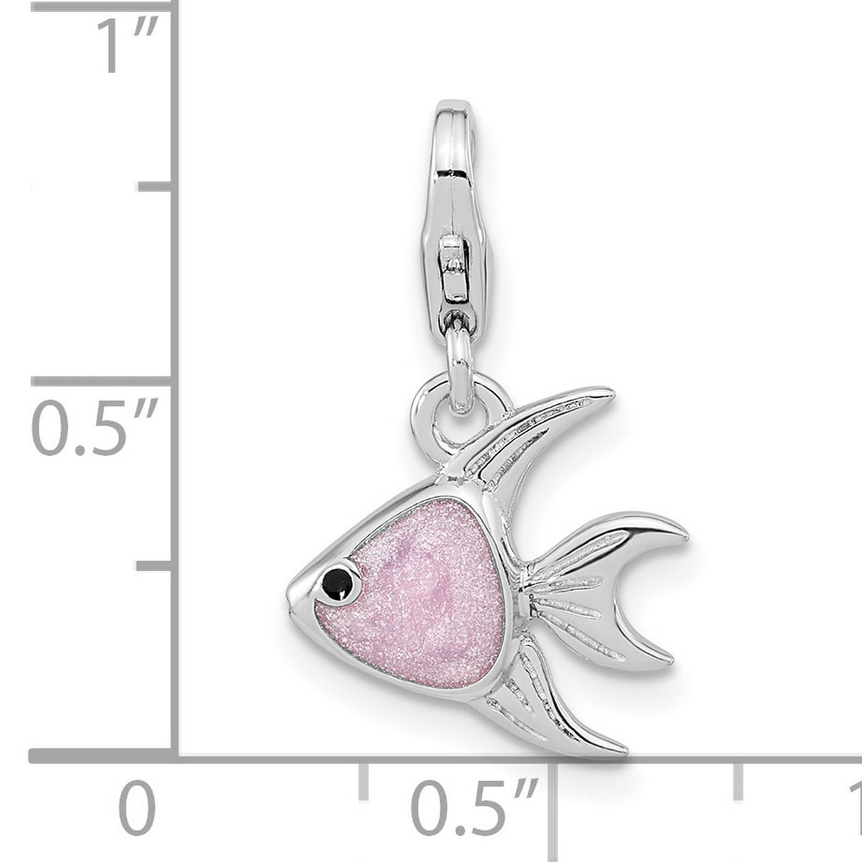 Sterling Silver Fish Charm with Pink Enamel, Whimsical Ocean Theme for Women or Girls