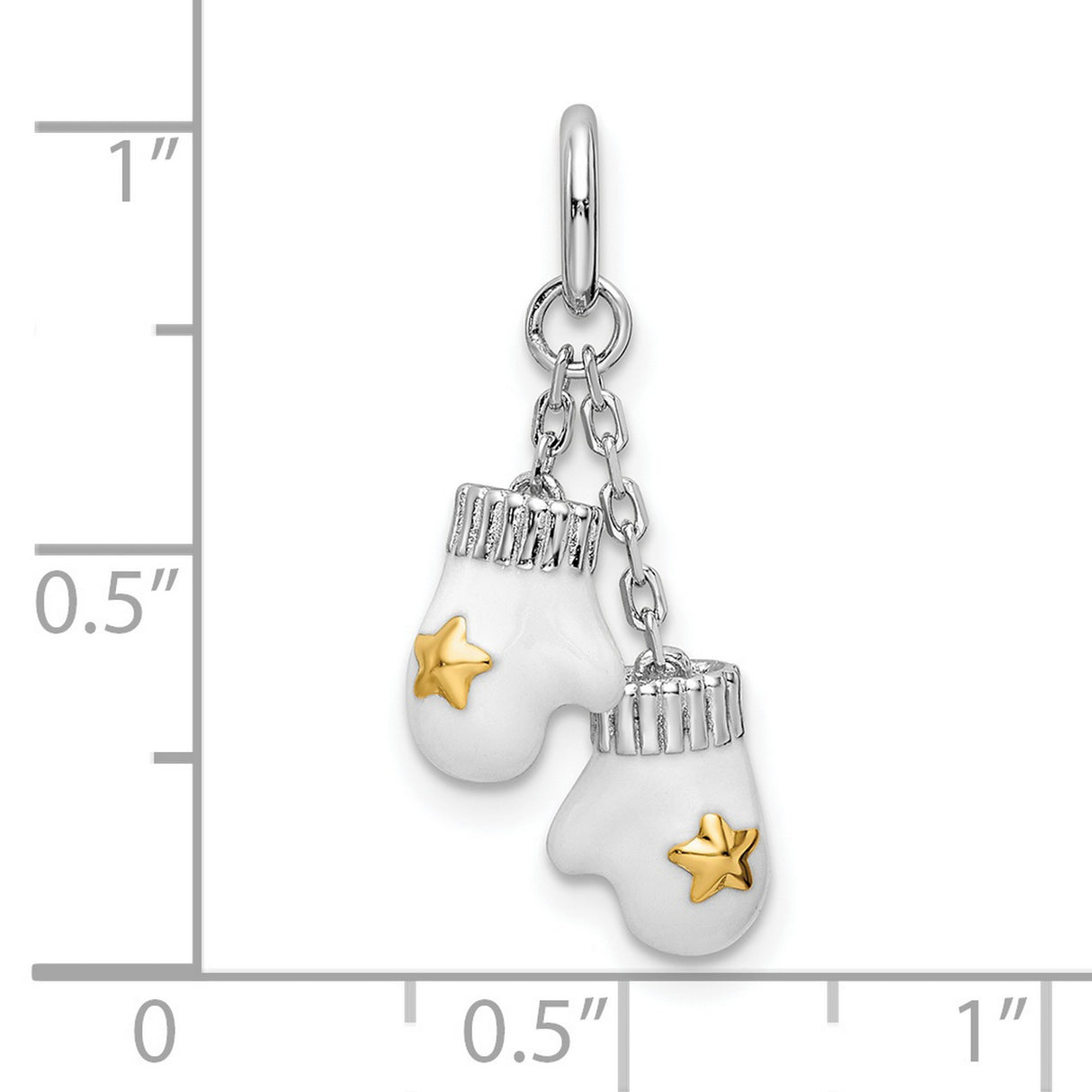 Sterling Silver Boxing Gloves Pendant with White Enamel and Gold Star Accents, Unisex Sports Charm