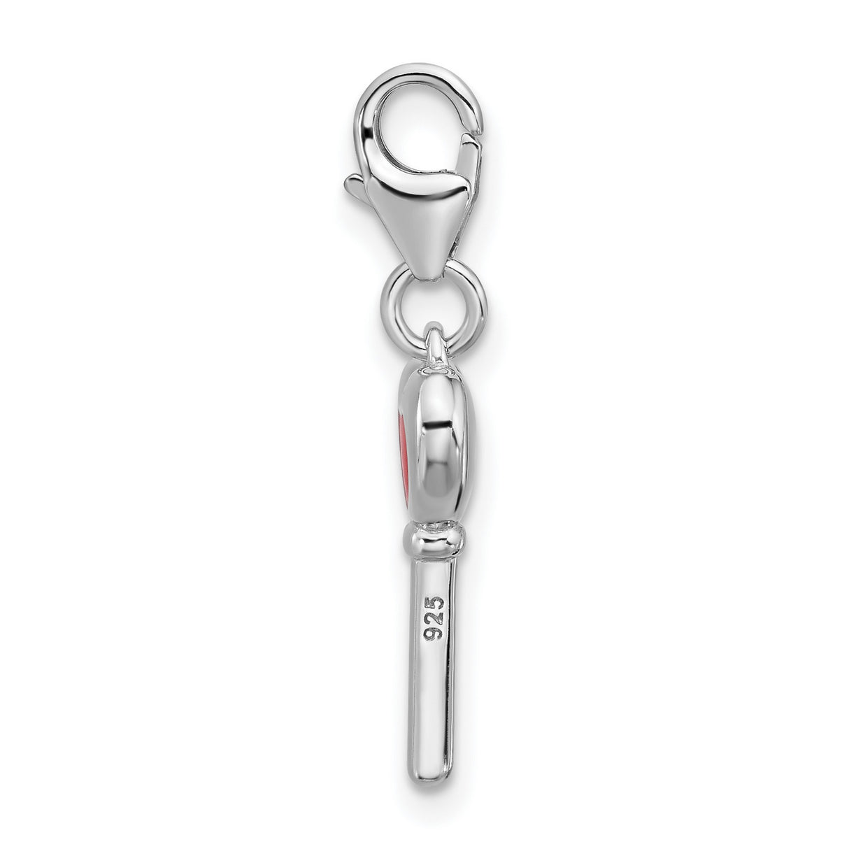 Sterling Silver Heart Key Pendant with Cubic Zirconia and Red Enamel, Romantic Charm for Women