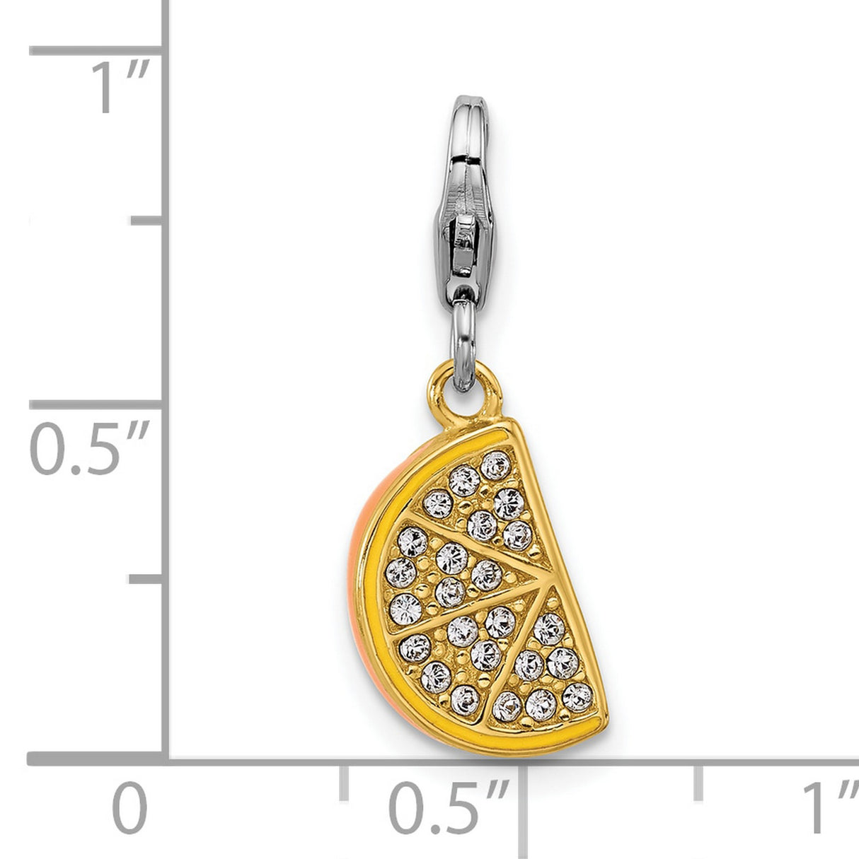 Sterling Silver Citrus Slice Charm Pendant with Clear Crystal Accents, Fun Summer Jewelry