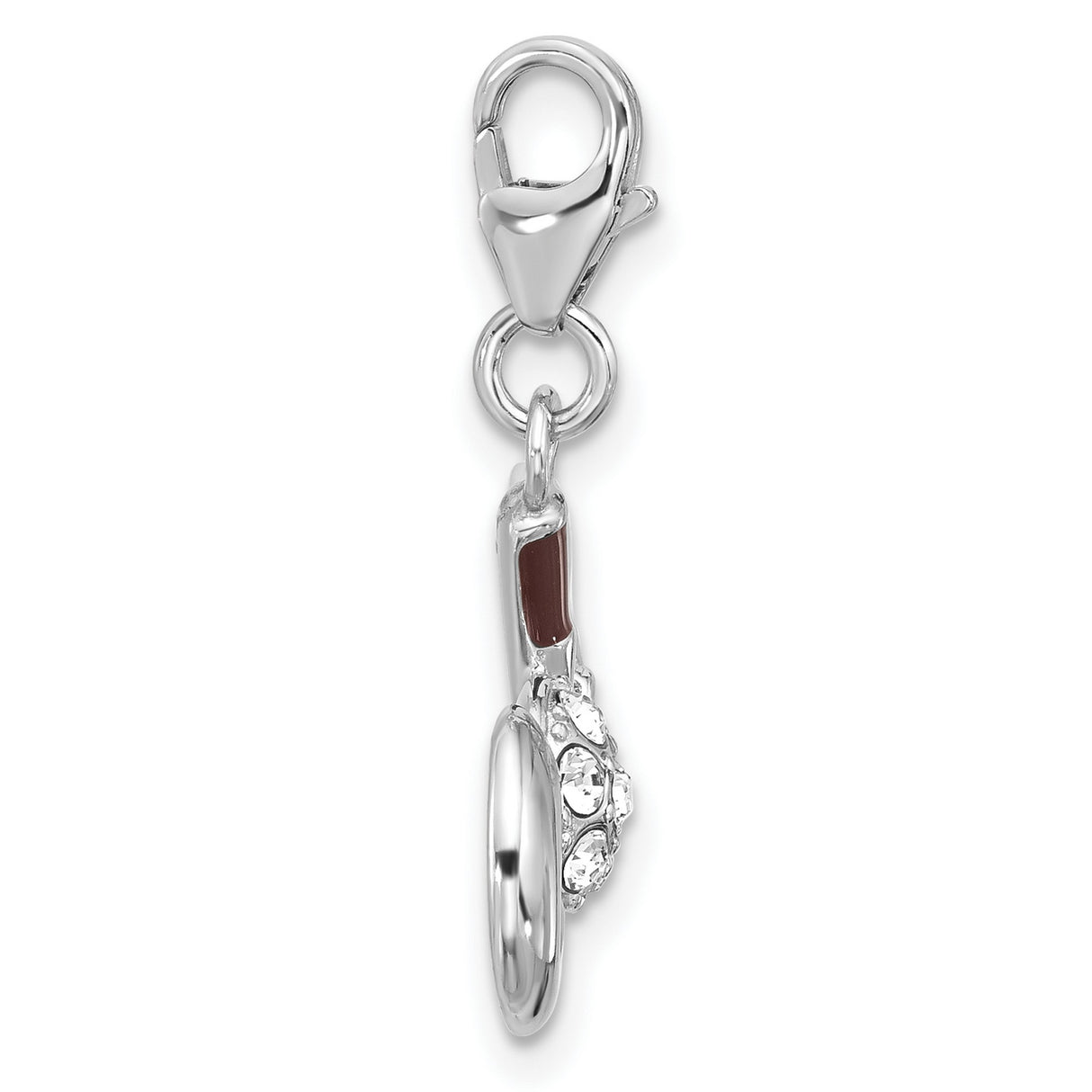 Sterling Silver Golf Club and Ball Pendant with Clear Crystal Accents, Sports Charm for Women