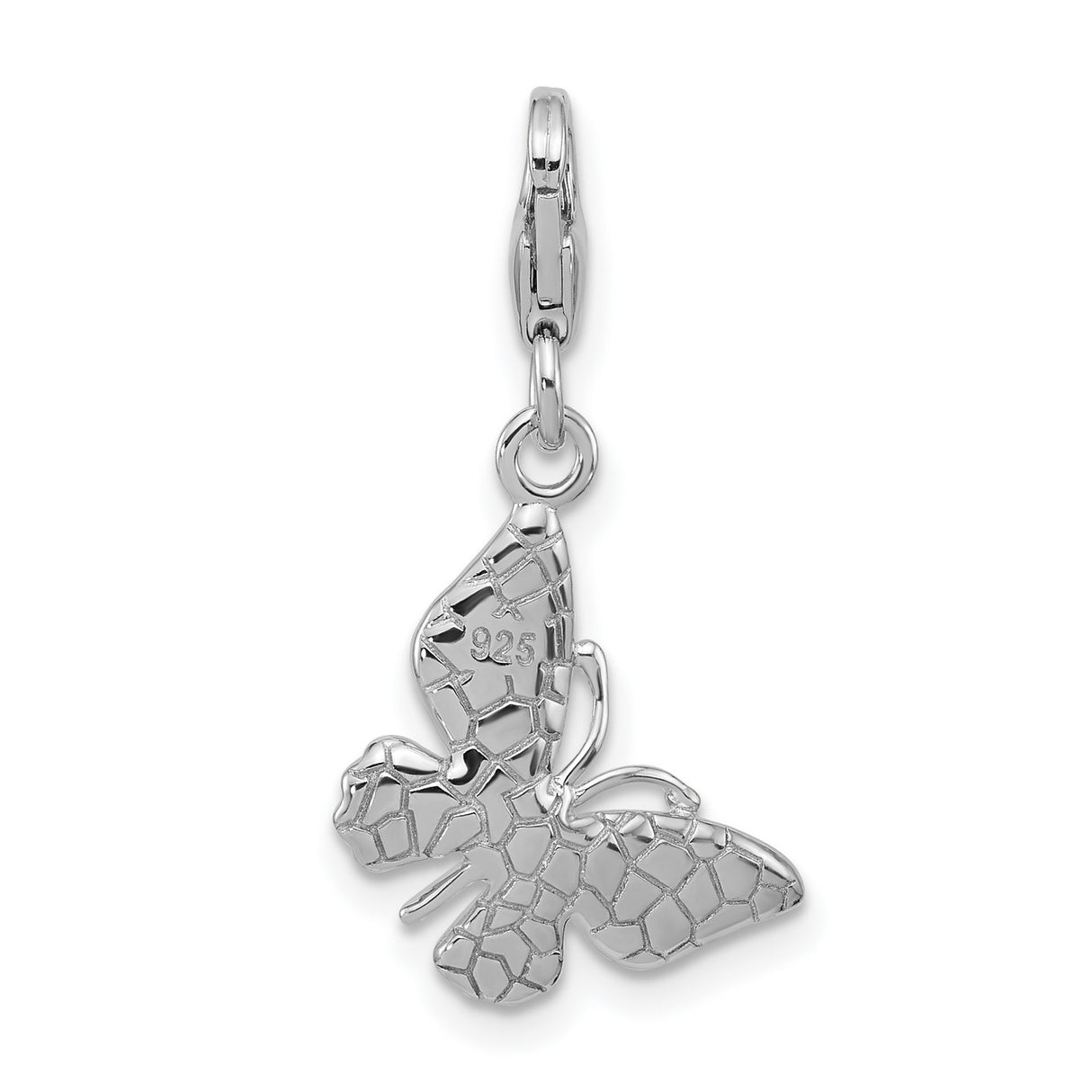 Sterling Silver Butterfly Pendant Charm with Purple and White Enamel, Nature Motif Design