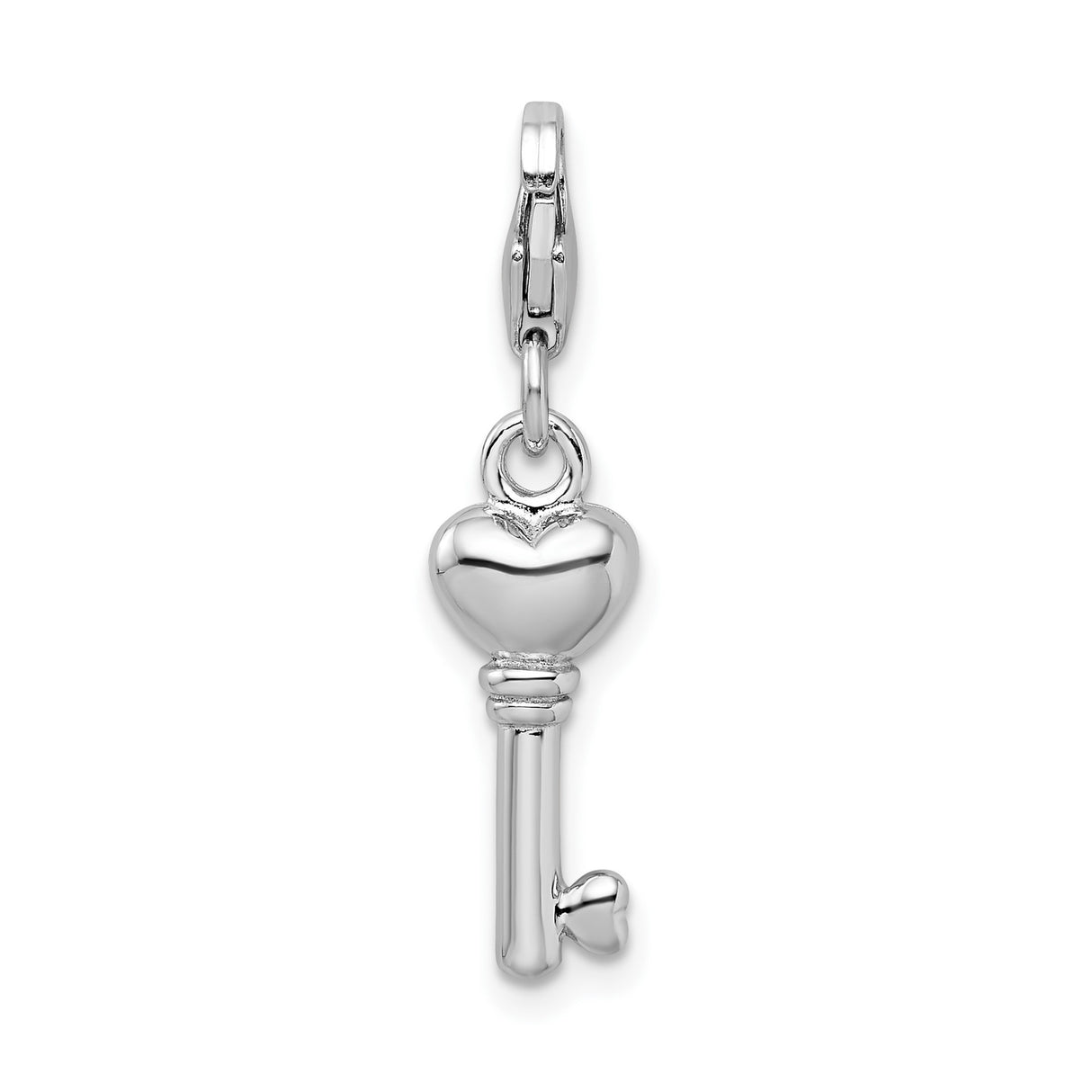 Sterling Silver Heart Key Charm Pendant with Lobster Clasp, Romantic Jewelry for Women